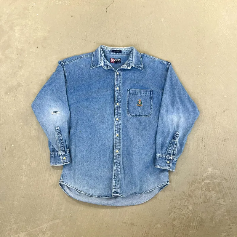 F- Vintage Chaps Ralph Lauren Emb Crest Denim Button Down Shirt sold by HG Vintage