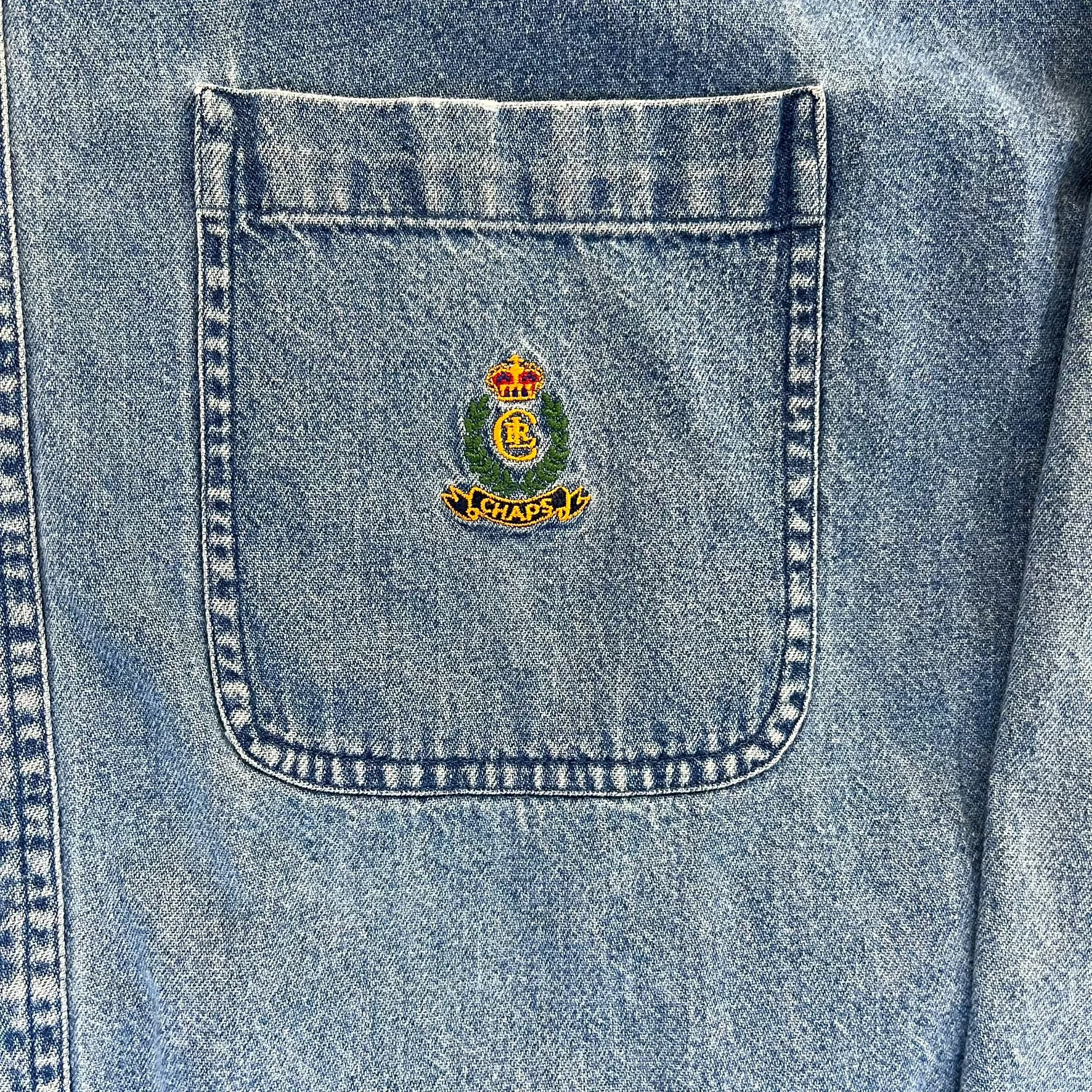 F- Vintage Chaps Ralph Lauren Emb Crest Denim Button Down Shirt sold by HG Vintage product image thumbnail 3