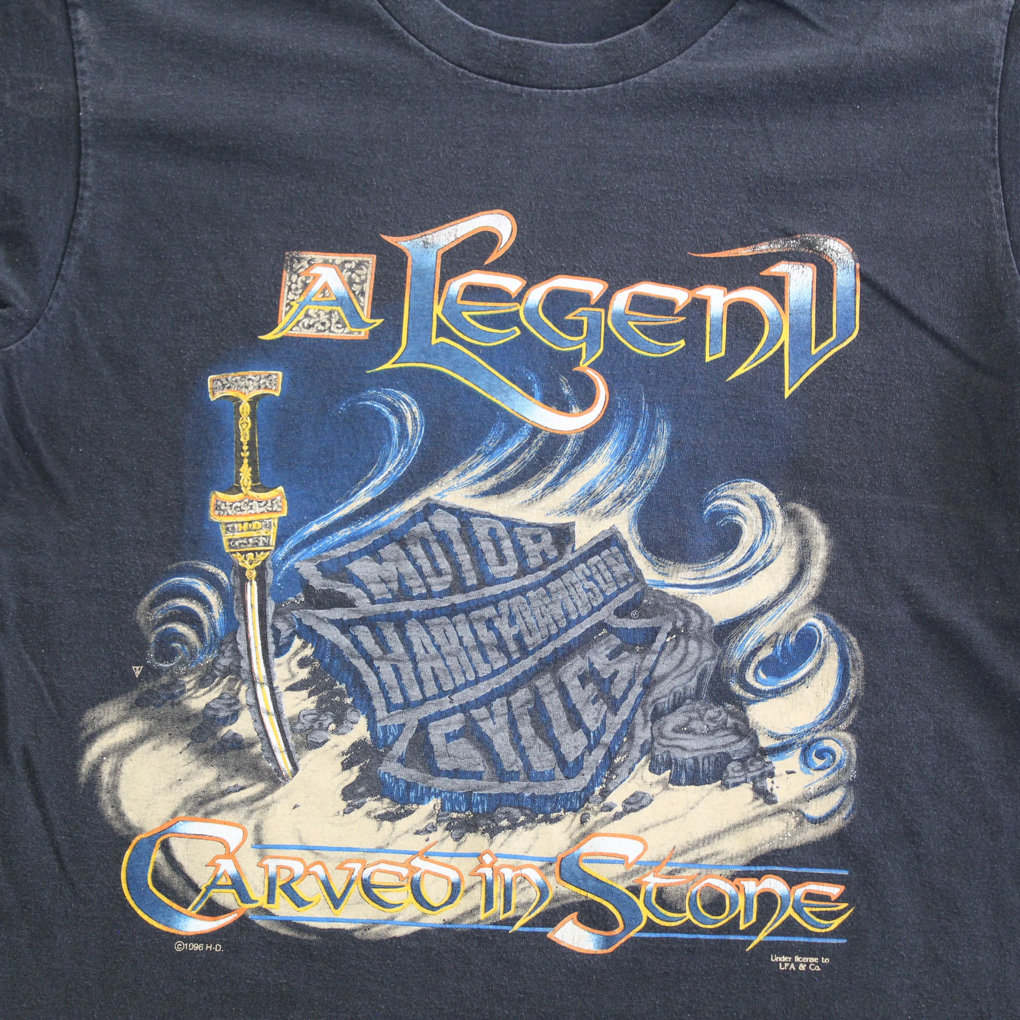 F- Vintage 1996 Harley Davidson A Legend Carved Stone Single Stitch Tee sold by HG Vintage product image thumbnail 2