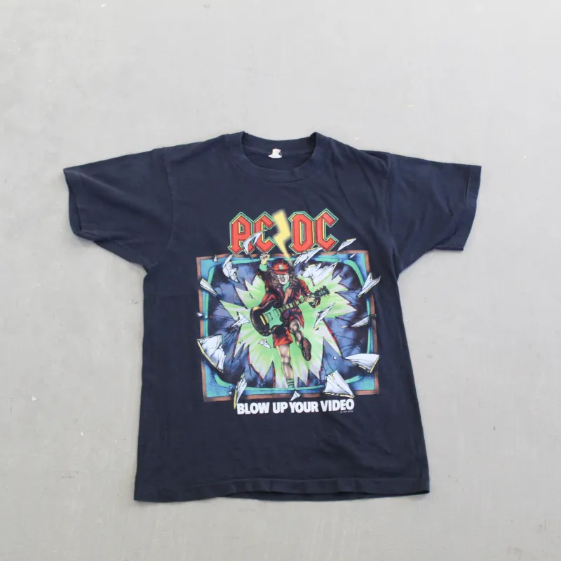 F- Vintage 1988 AC/DC Blow Up Your Video World Tour Single Stitch Tee sold by HG Vintage
