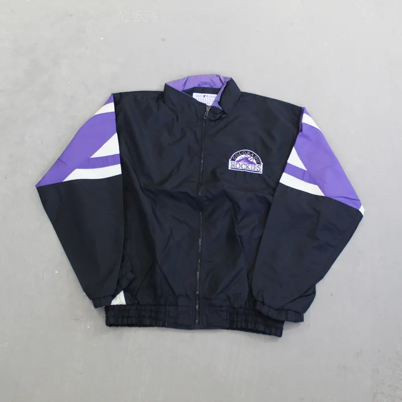F- Vintage Colorado Rockies MLB Starter Zip Up Nylon Windbreaker Jacket sold by HG Vintage