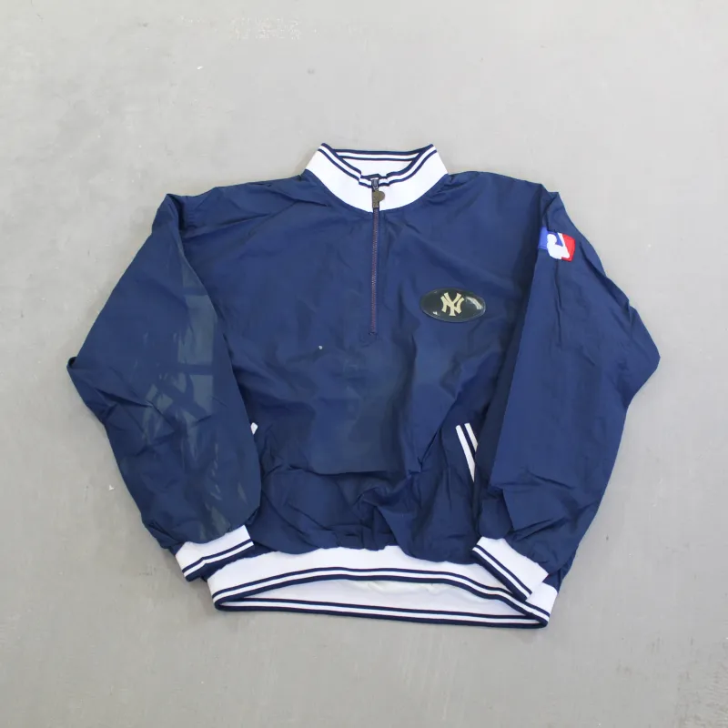 F- Vintage New York Yankees MLB Pro Player Quarter Zip Nylon Windbreaker Jacket sold by HG Vintage