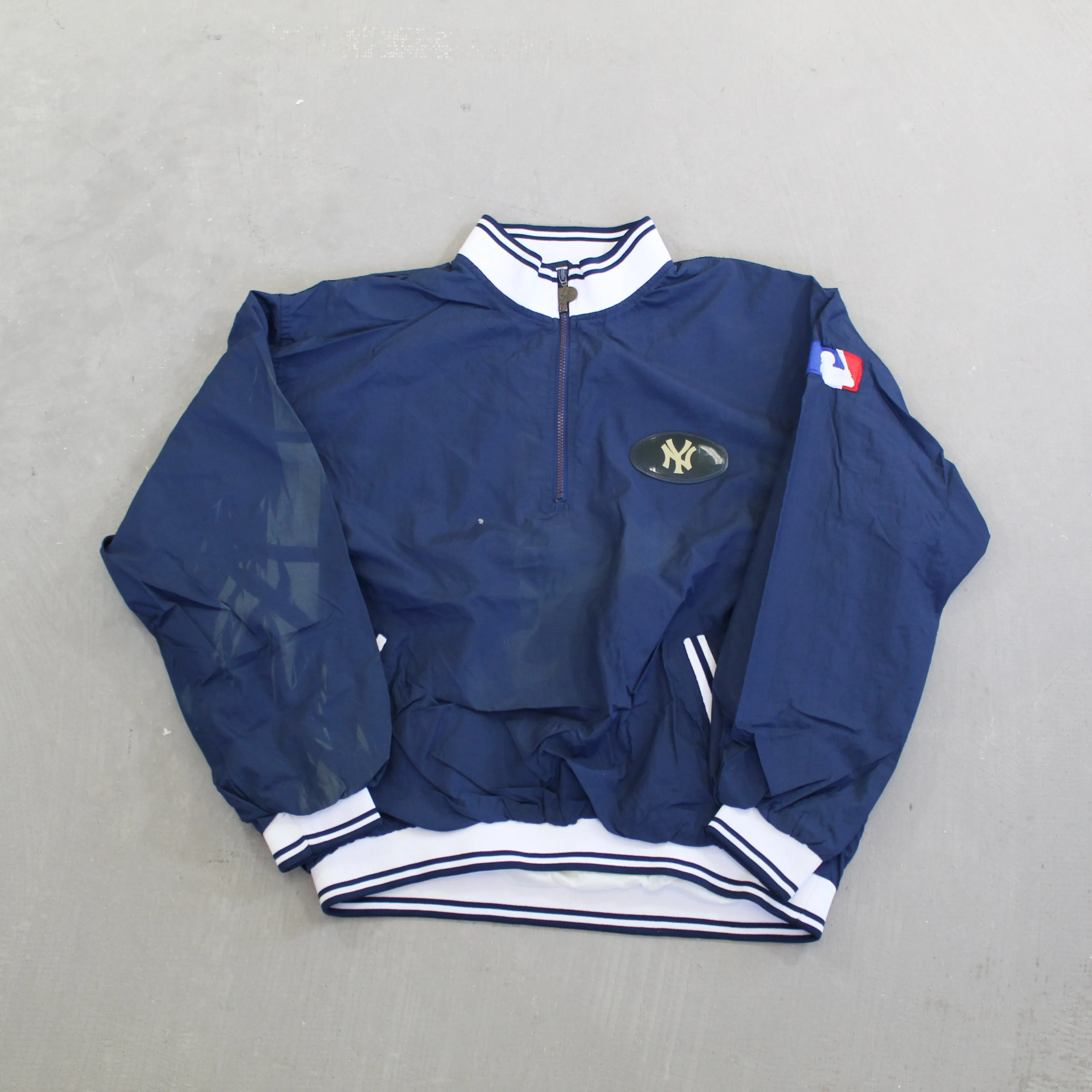 F- Vintage New York Yankees MLB Pro Player Quarter Zip Nylon Windbreaker Jacket sold by HG Vintage