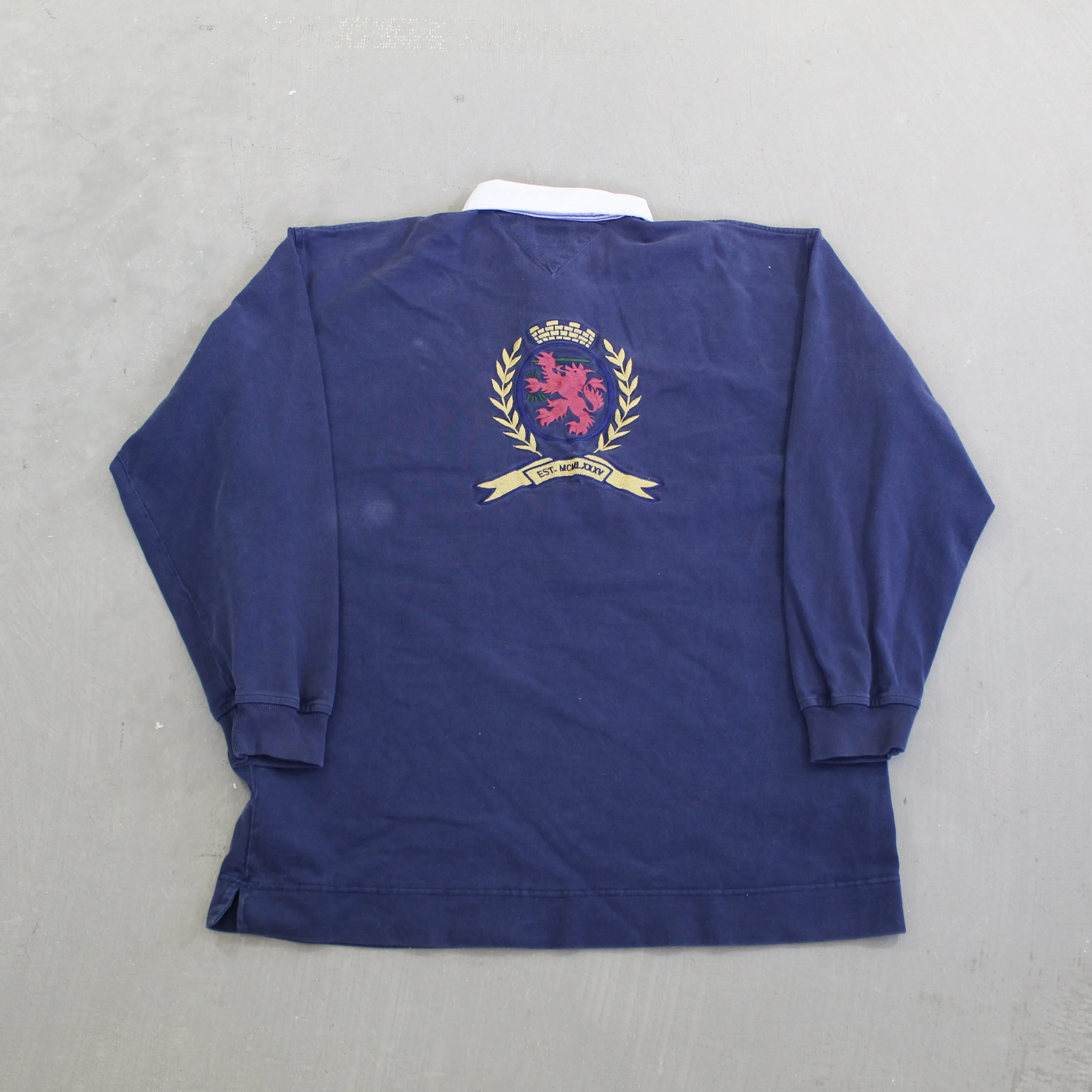 F- Vintage 90s Tommy Hilfiger Embroidered Logo & Crest Rugby Shirt sold by HG Vintage product image thumbnail 2