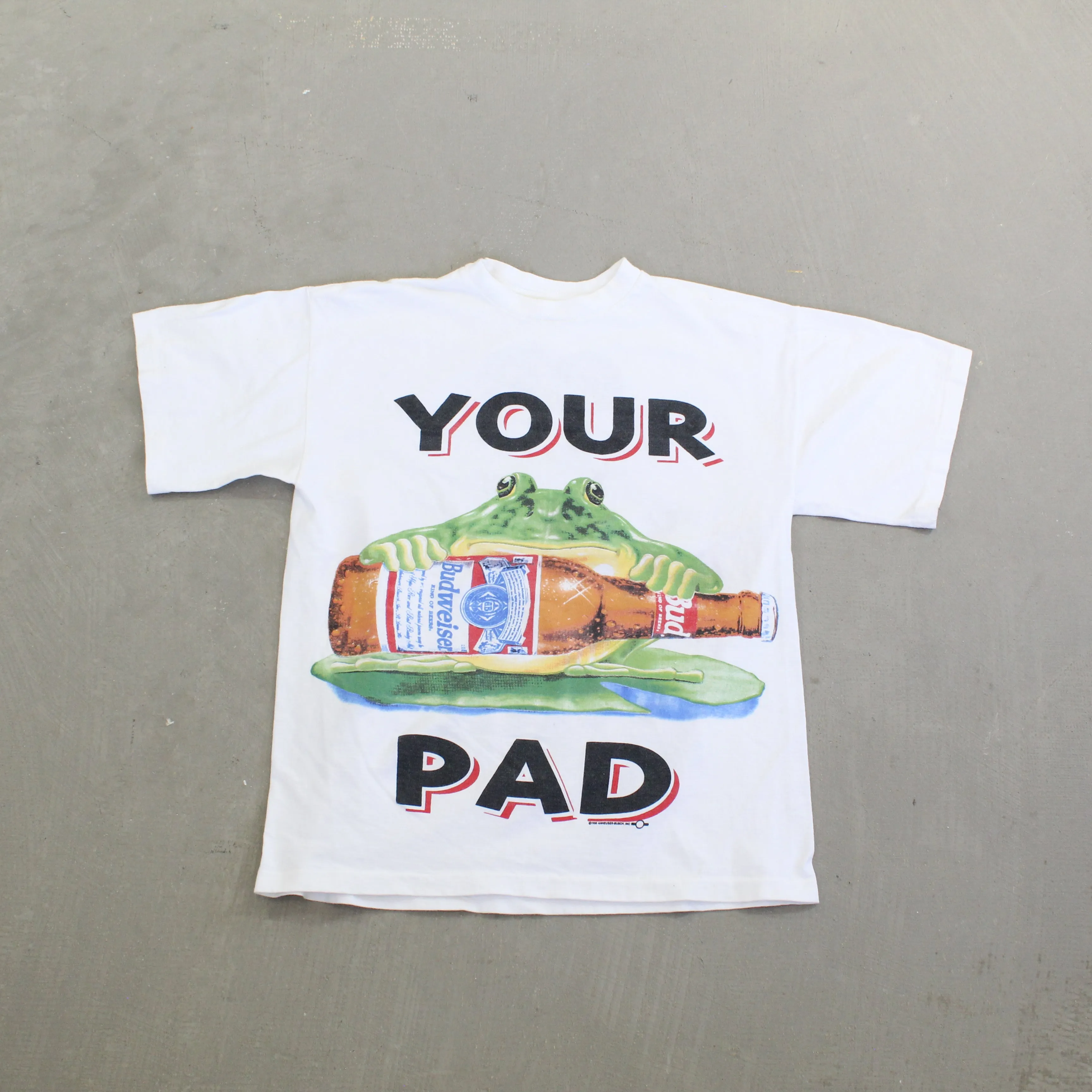 F- Vintage 1995 Budweiser Your Pad Or Mine? Frog Single Stitch Tee sold by HG Vintage