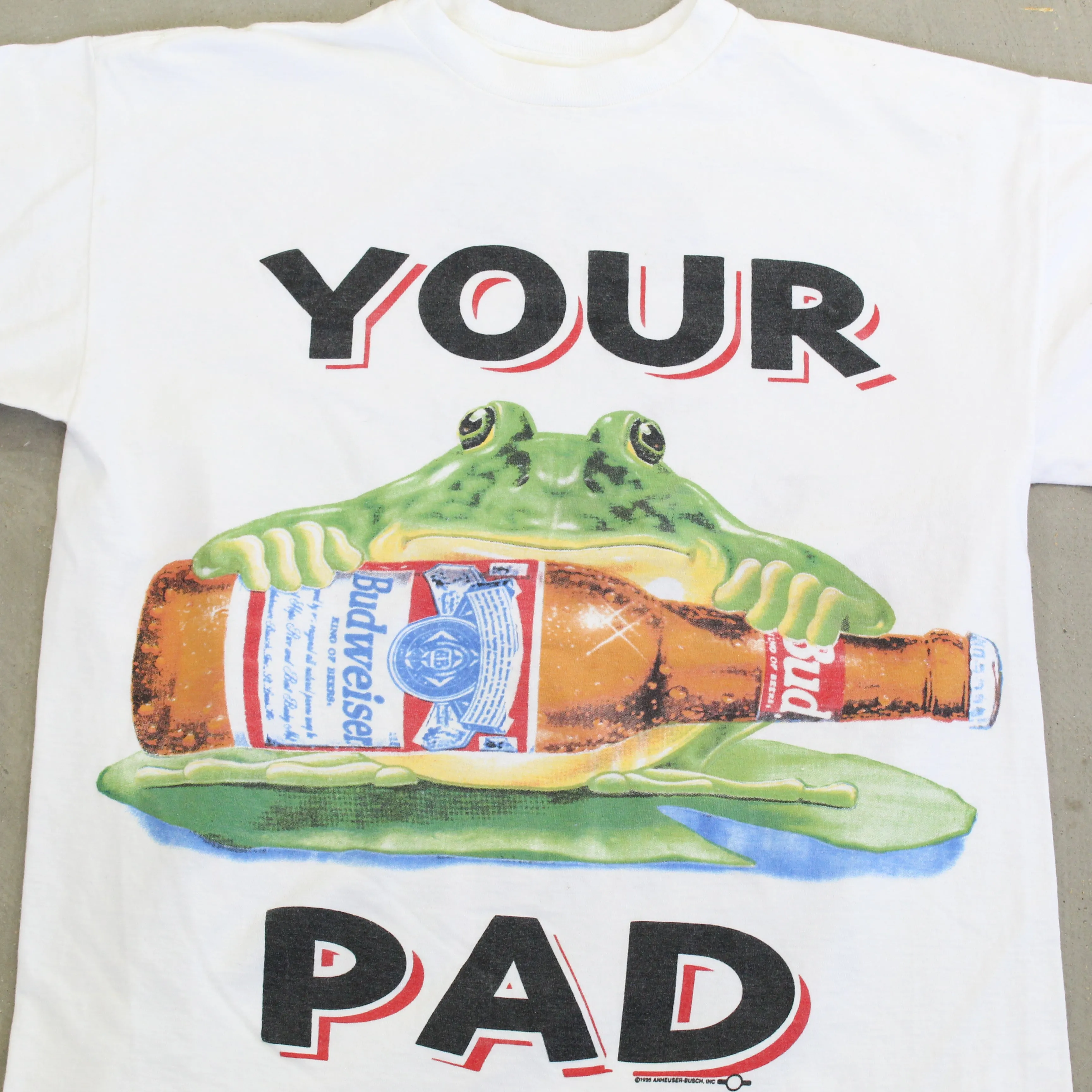 F- Vintage 1995 Budweiser Your Pad Or Mine? Frog Single Stitch Tee sold by HG Vintage product image thumbnail 2