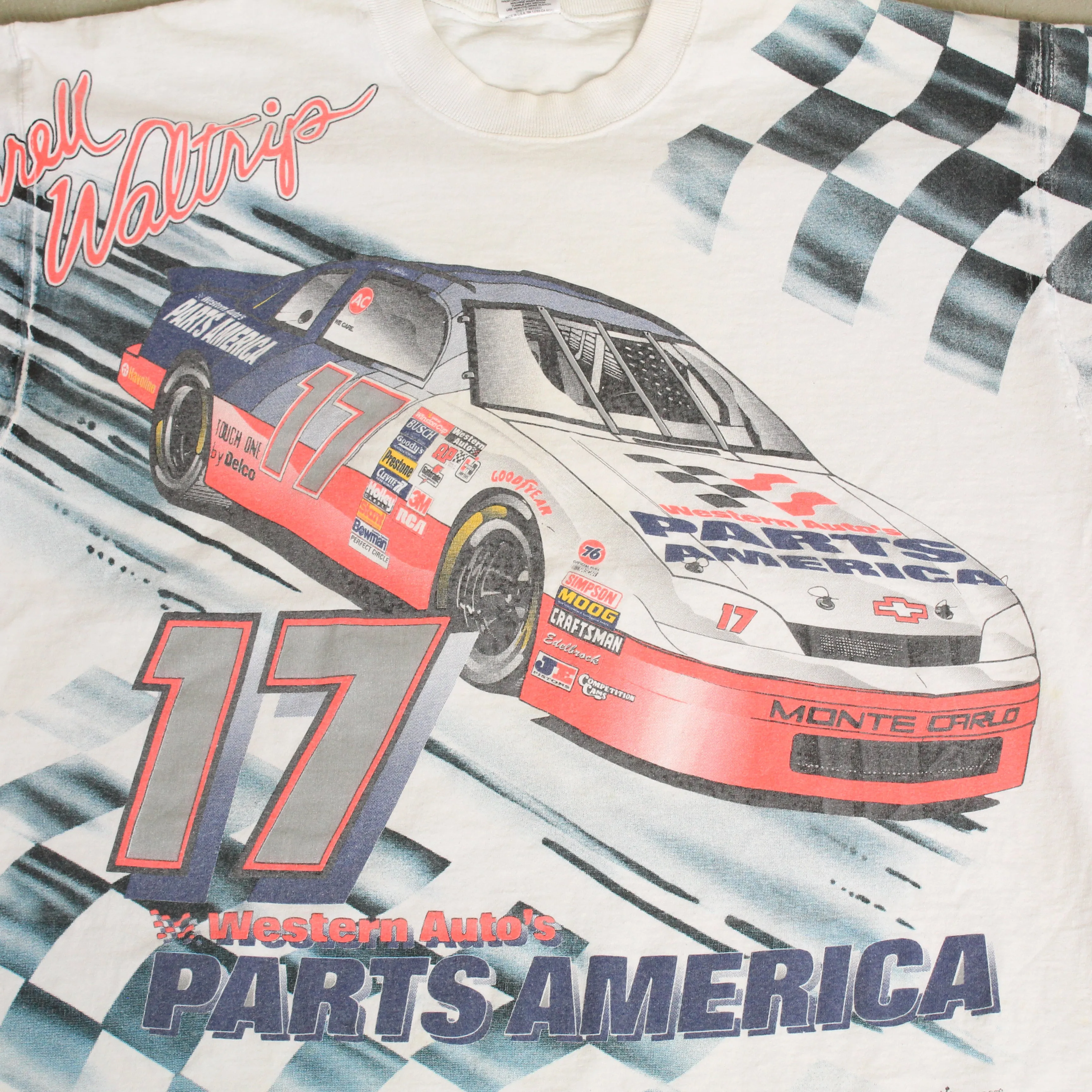 F- Vintage Nascar Darrell Waltrip Western Auto Parts Jumbo Print Tee sold by HG Vintage product image thumbnail 2