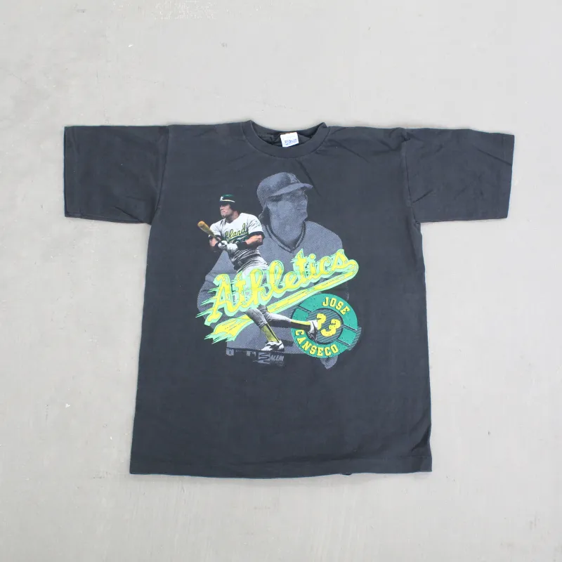 F- Vintage 1989 Oakland Ace Jose Canseco MLB Salem Single Stitch Tee made by HG Vintage