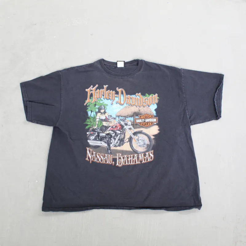 F- Vintage Harley Davidson Nassau Bahamas Pirate Woman & Bike Tee sold by HG Vintage