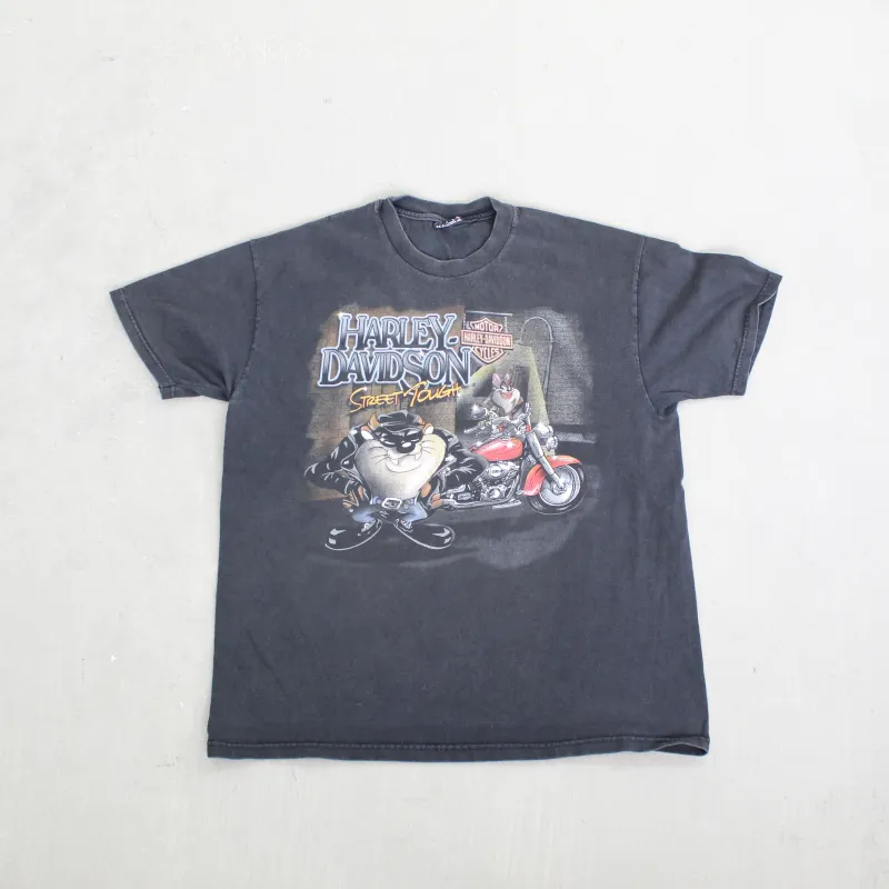 F- Vintage 2000 Harley Davidson Myrtle Beach Looney Tunes Street Tough Tee sold by HG Vintage