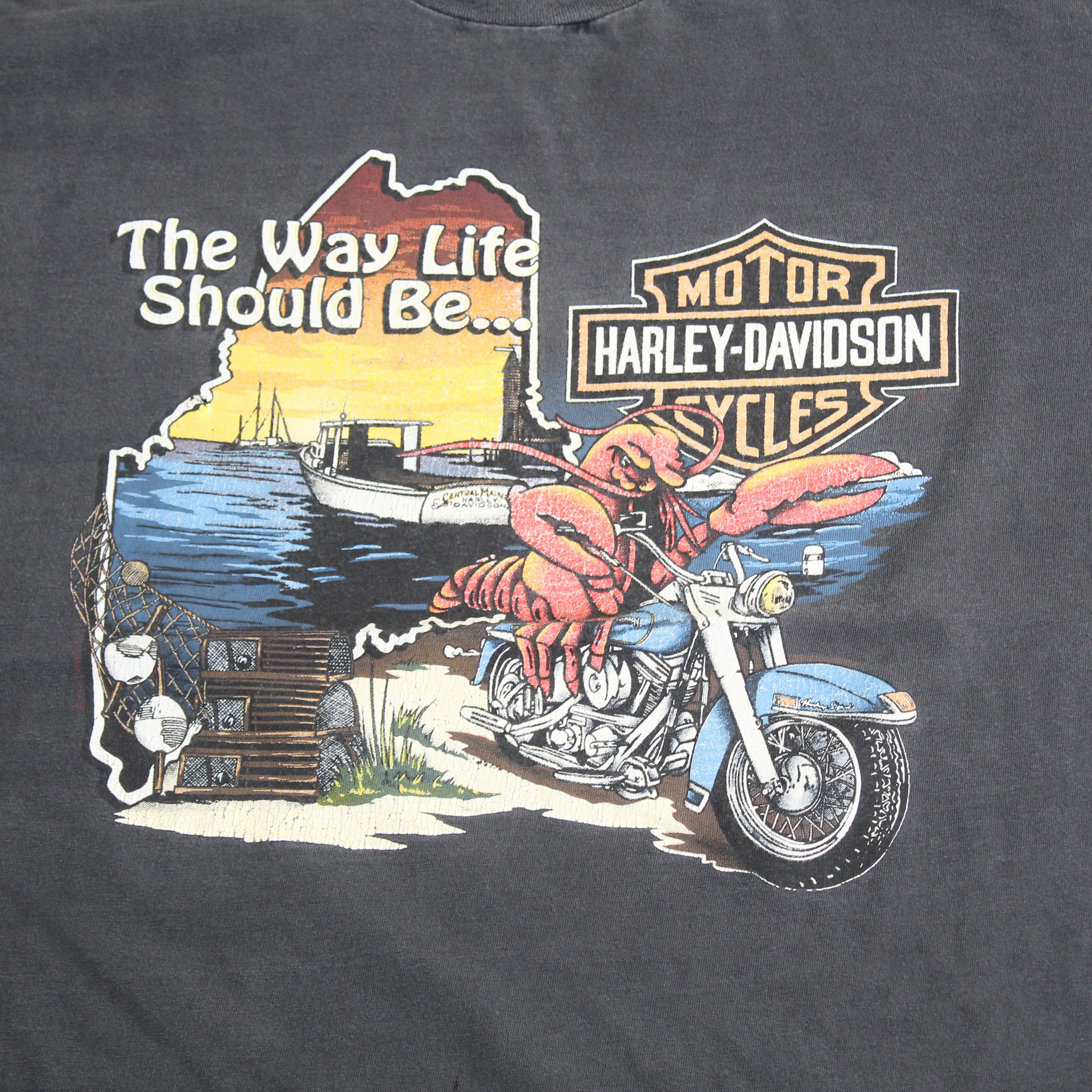 F- Vintage Harley Davidson Bangor Maine Lobster Single Stitch Tee sold by HG Vintage product image thumbnail 2