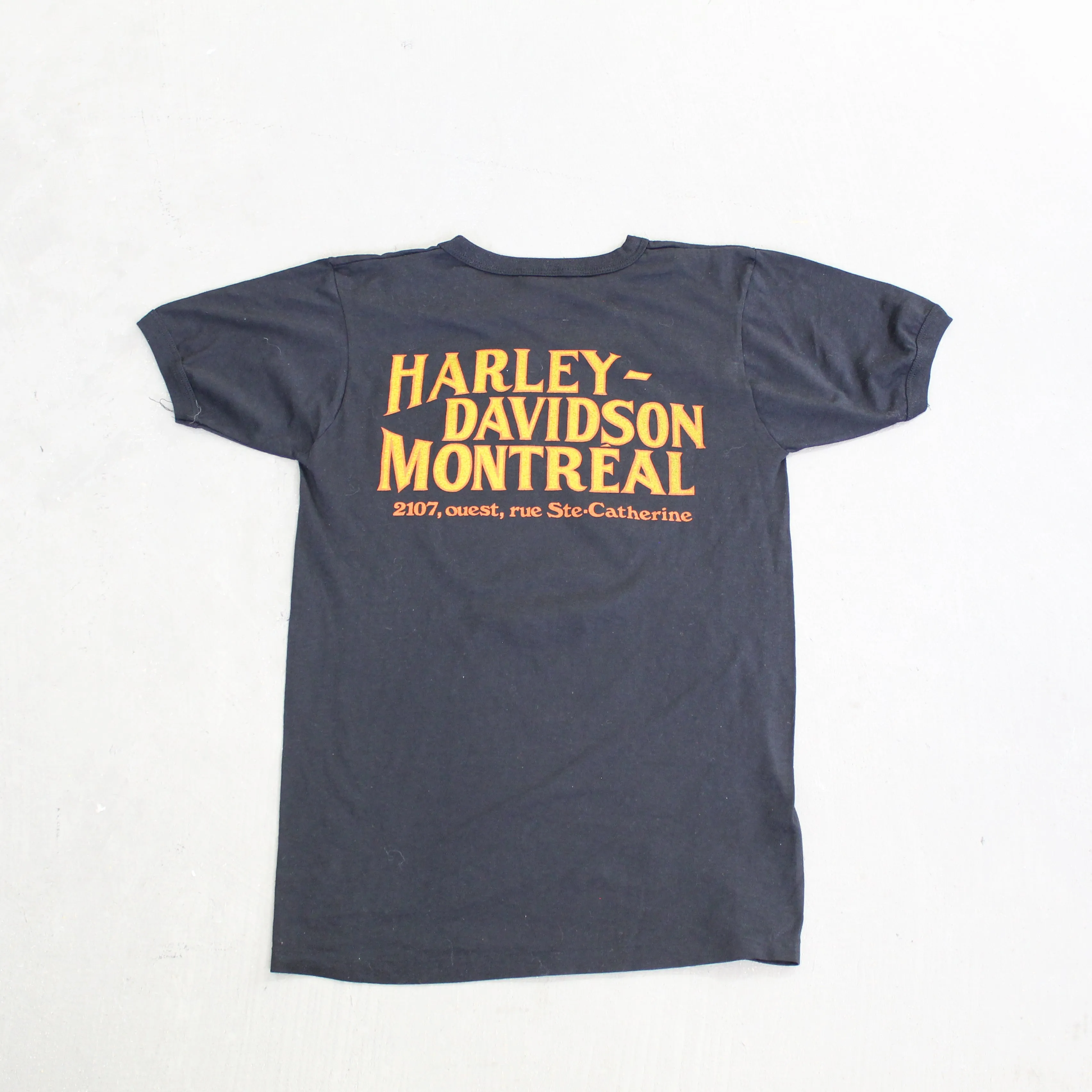 F- Vintage Harley Davidson Montreal Ste-Catherine Skeleton & Wings Tee sold by HG Vintage product image thumbnail 3