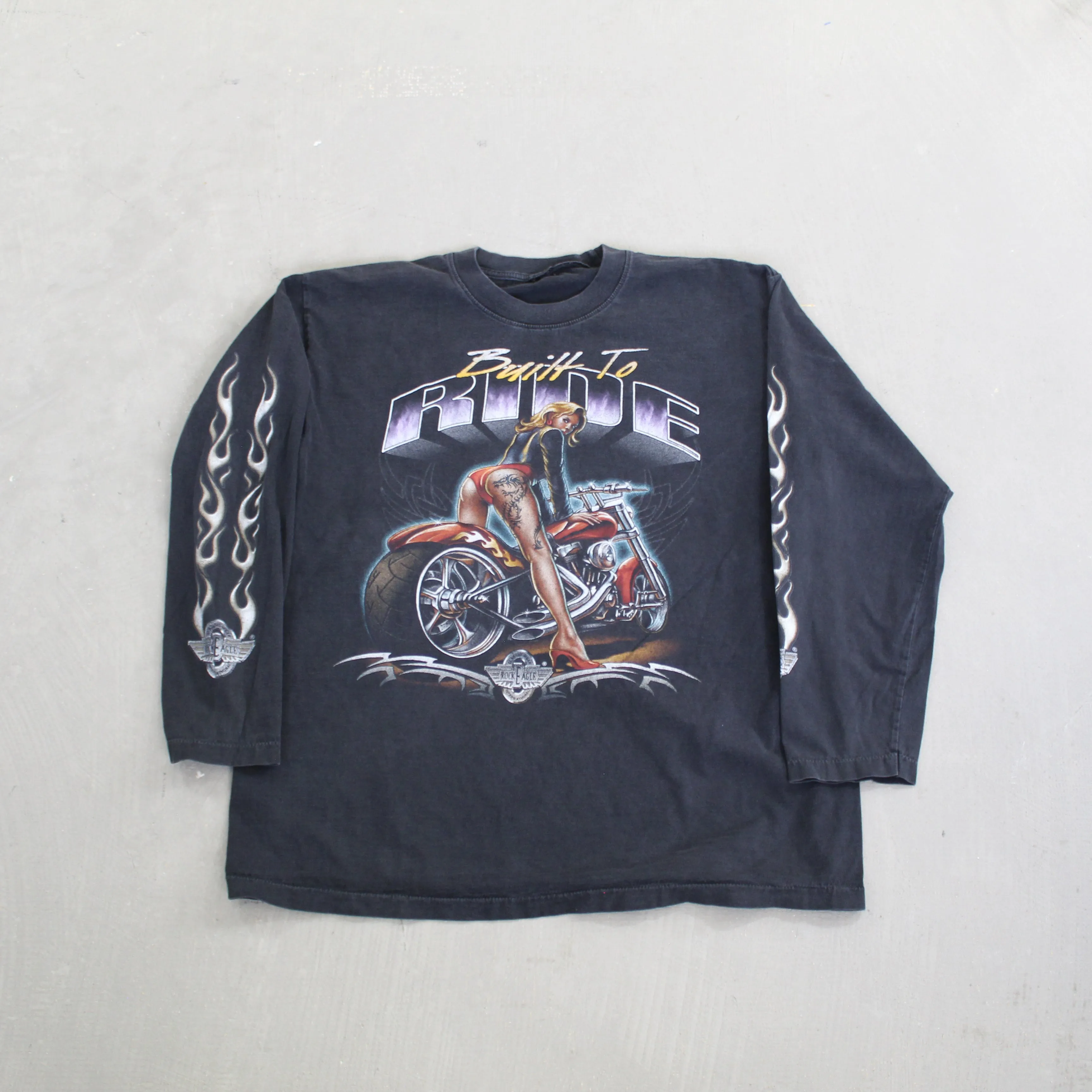 F- Vintage Rock Eagle Built To Ride Motorcycle Long Sleeve Tee sold by HG Vintage