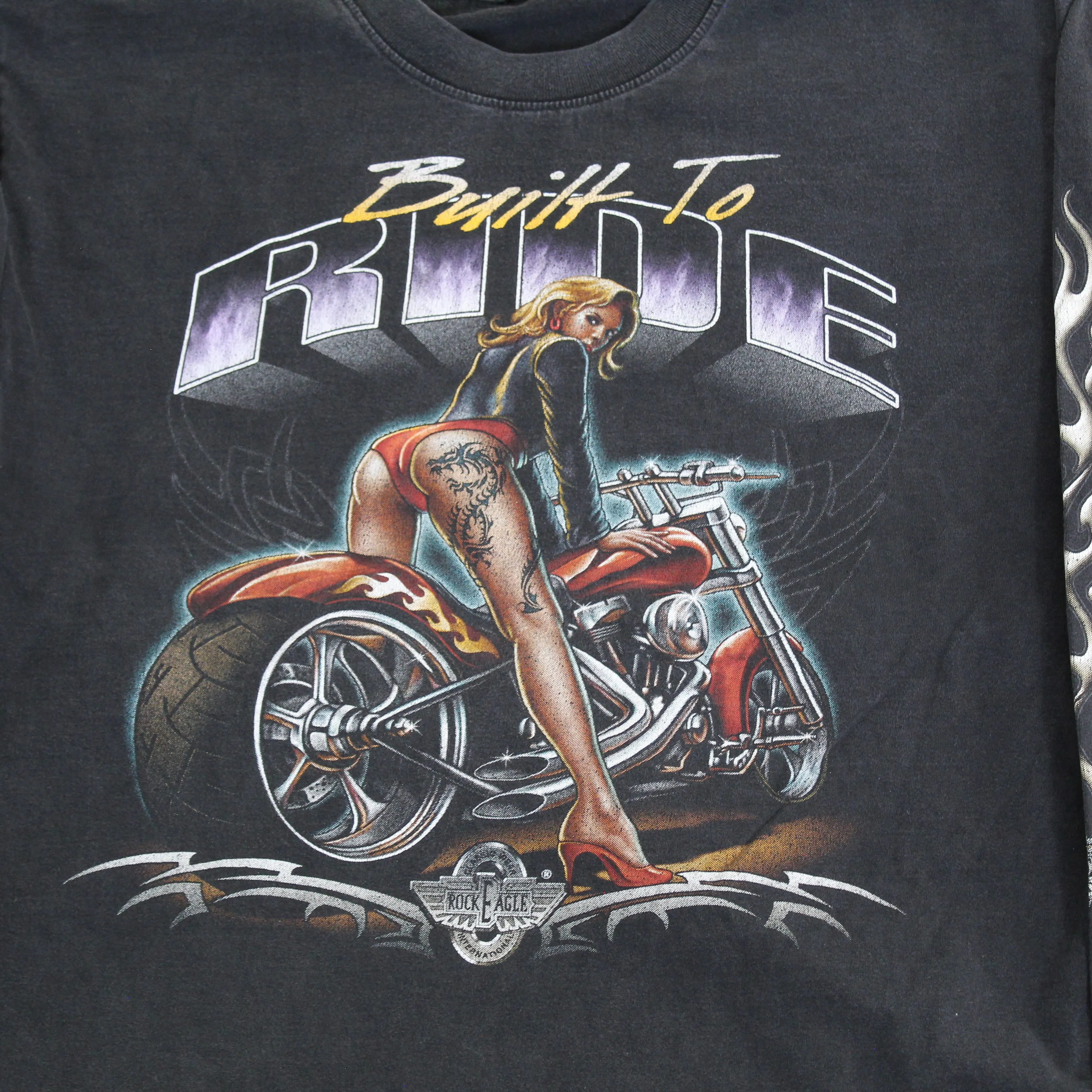 F- Vintage Rock Eagle Built To Ride Motorcycle Long Sleeve Tee sold by HG Vintage product image thumbnail 2