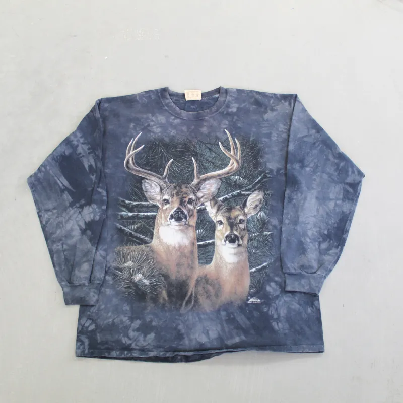 F- Vintage 2001 The Mountain Deer In Forest Long Sleeve tee sold by HG Vintage