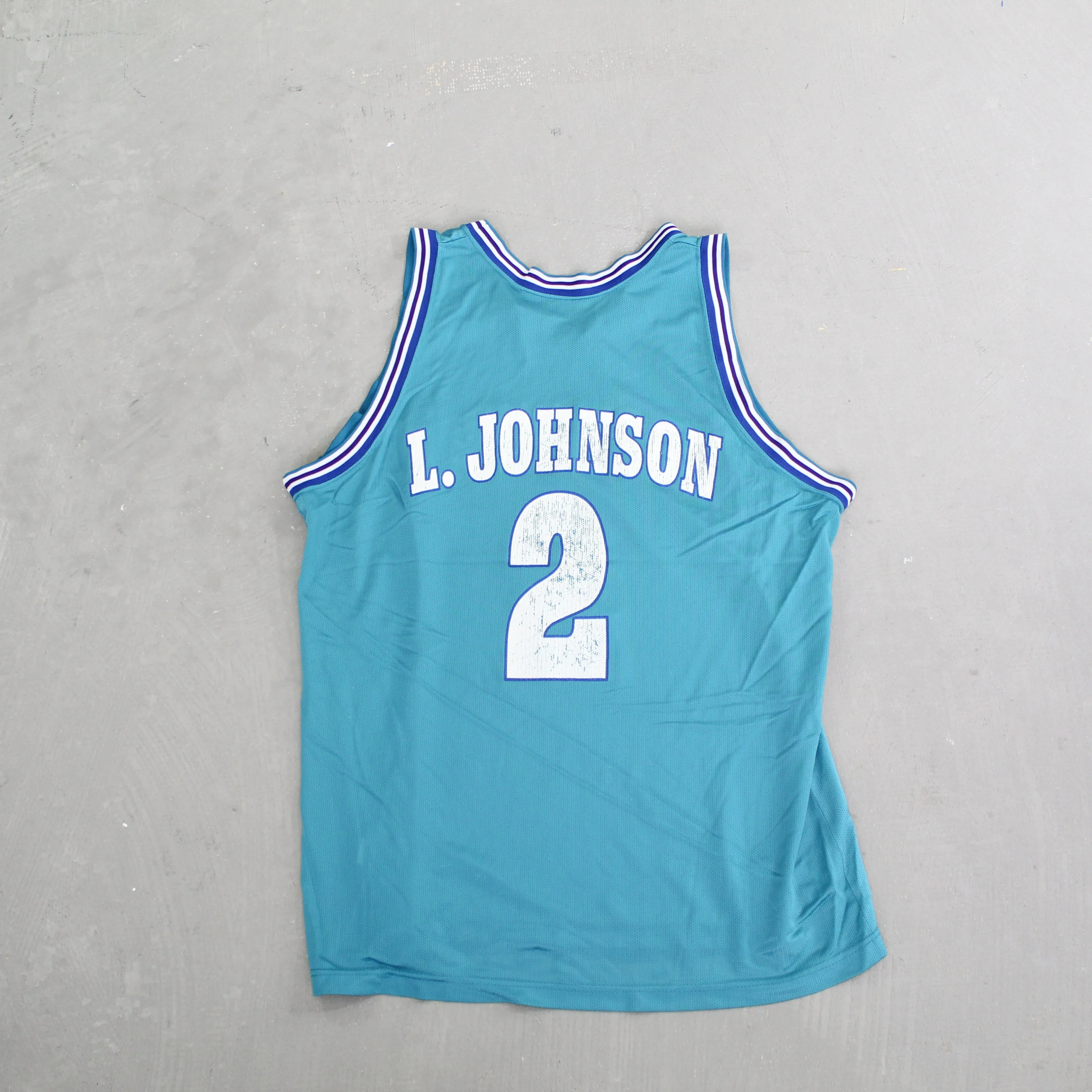 F- Vintage Charlotte Hornets Larry Johnson NBA Champion Basketball Jersey sold by HG Vintage product image thumbnail 3