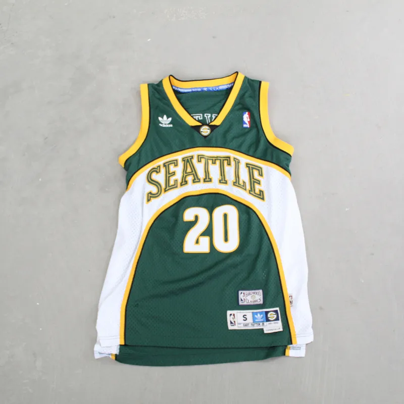 F- Vintage Seattle Supersonic Gary Payton NBA Adidas Soul Swingman Basketball Jersey sold by HG Vintage