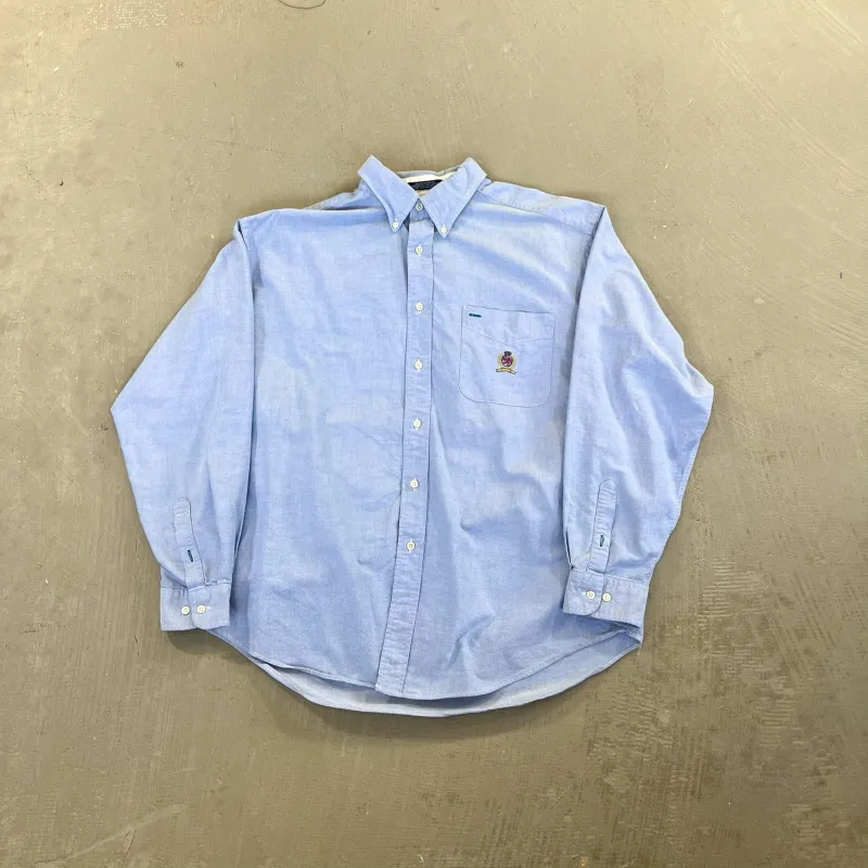 F- Vintage Tommy Hilfiger Emb Crest Twill Style Button Down Shirt sold by HG Vintage