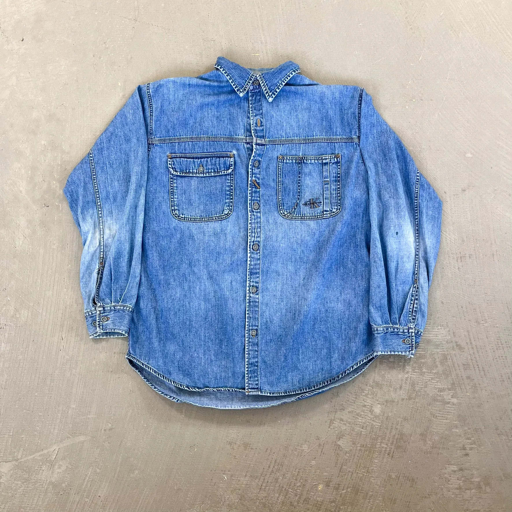 F- Vintage Tommy Hilfiger Emb Crest Denim Button Down Shirt sold by HG Vintage