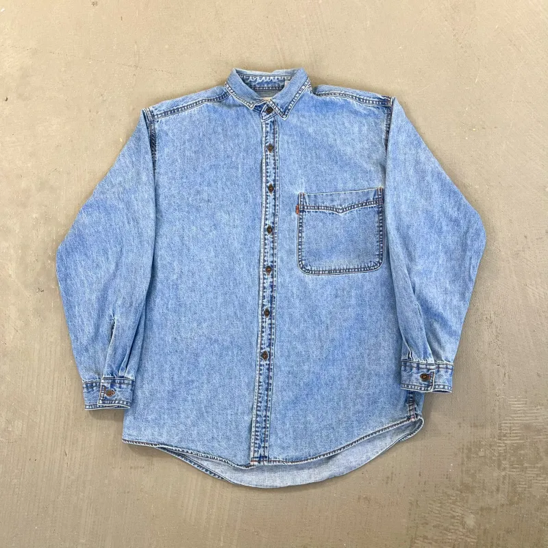 F- Vintage Levi's Strauss Orange Tab Denim Button Down Shirt sold by HG Vintage