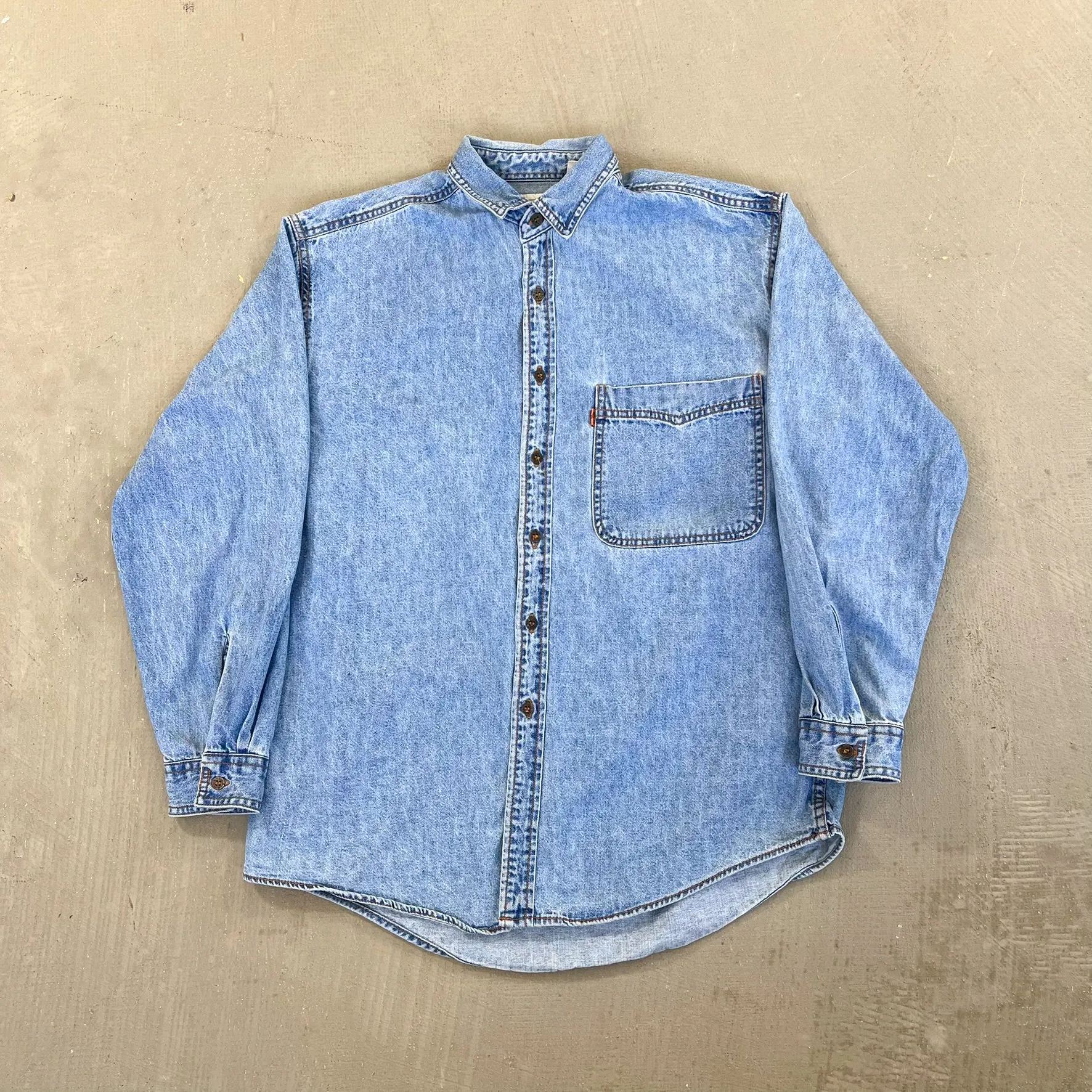 F- Vintage Levi's Strauss Orange Tab Denim Button Down Shirt sold by HG Vintage