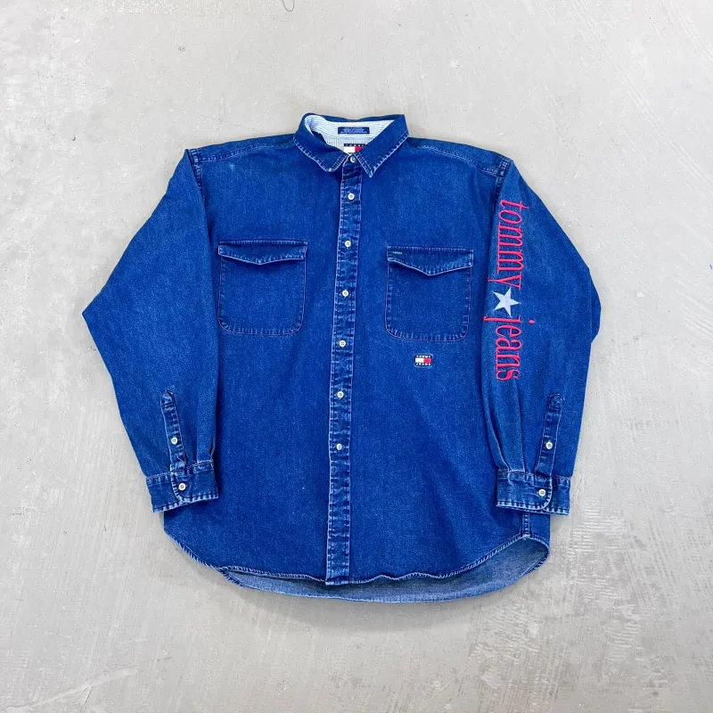 F- Vintage Tommy Hilfiger Jeans Denim Button Down Shirt sold by HG Vintage