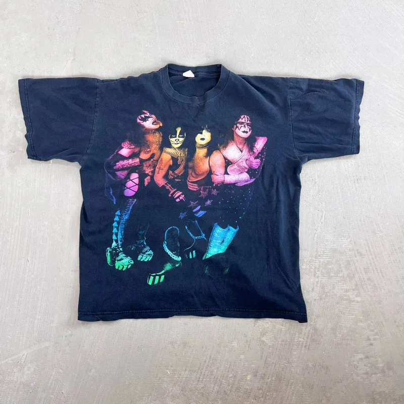 F- Vintage '97 Kiss Alive Worldwide Tour Text & Picture Tee sold by HG Vintage