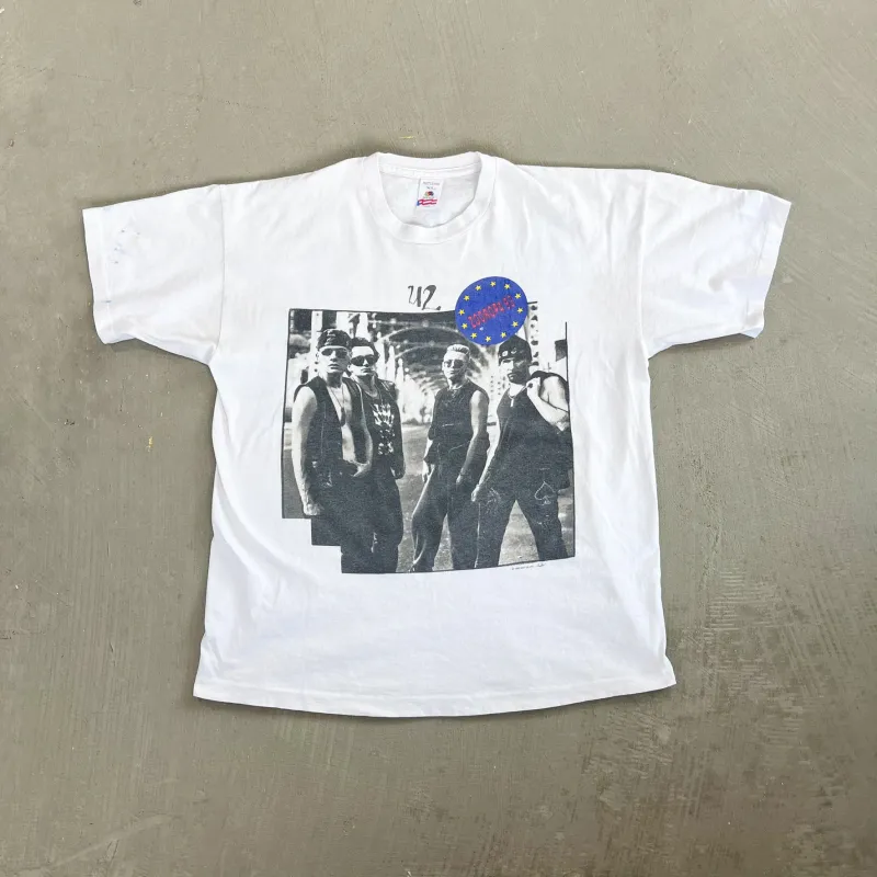 F- Vintage '93 U2 Zooropa Europe Tour Picture Fruit Of The Loom Single Stitch Tee sold by HG Vintage