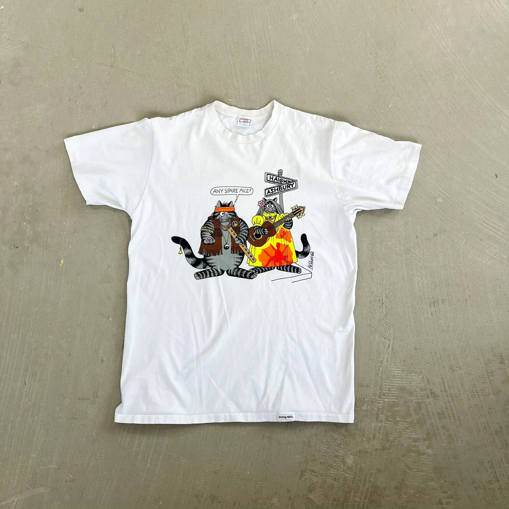 F- Vintage Hippie & Business Cats Funny Single Stitch Tee sold by HG Vintage