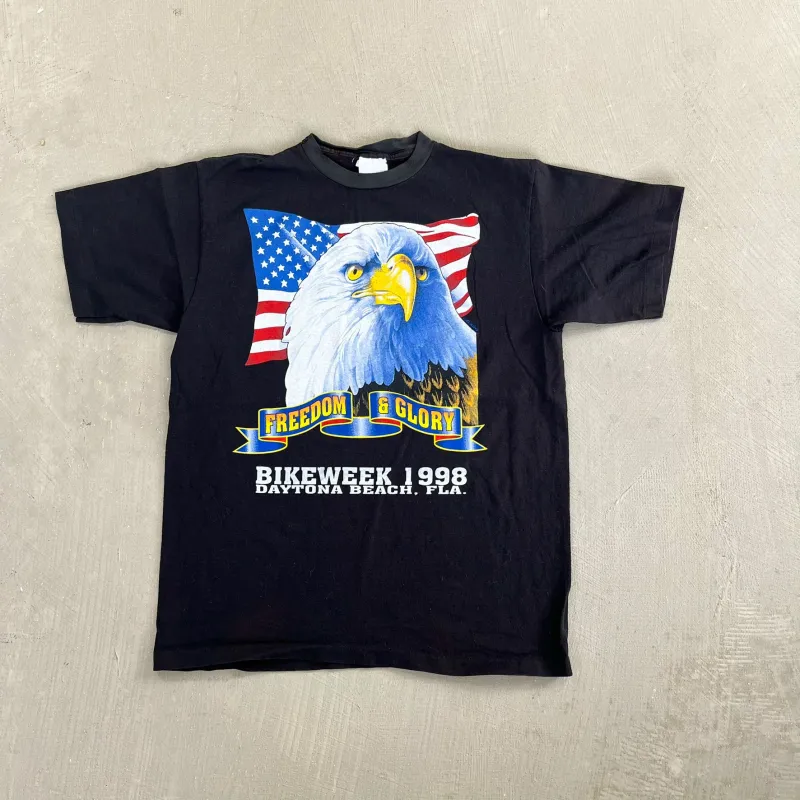 F- Vintage '98 Daytona Bike Week Freedom & Glory Eagle Single Stitch Tee sold by HG Vintage