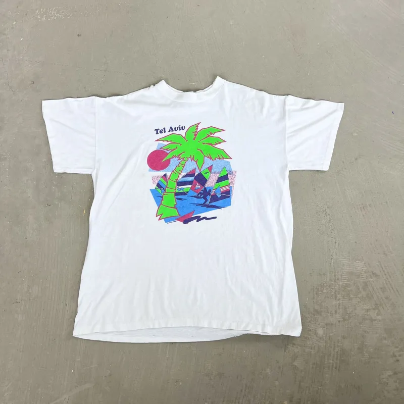 F- Vintage Tel Aviv Beach Graphic Single Stitch Tee made by HG Vintage