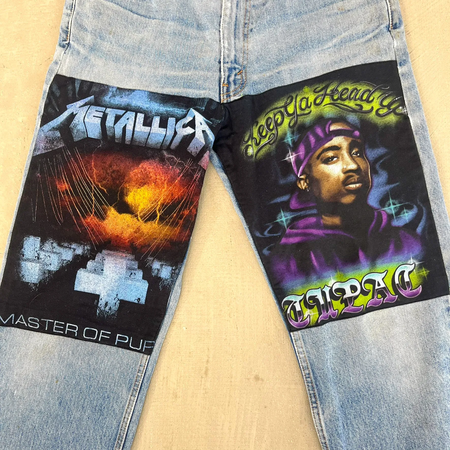 F- HOM Metallica/Tupac Levi's 550 Reworked Custom Jeans sold by HG Vintage product image thumbnail 2