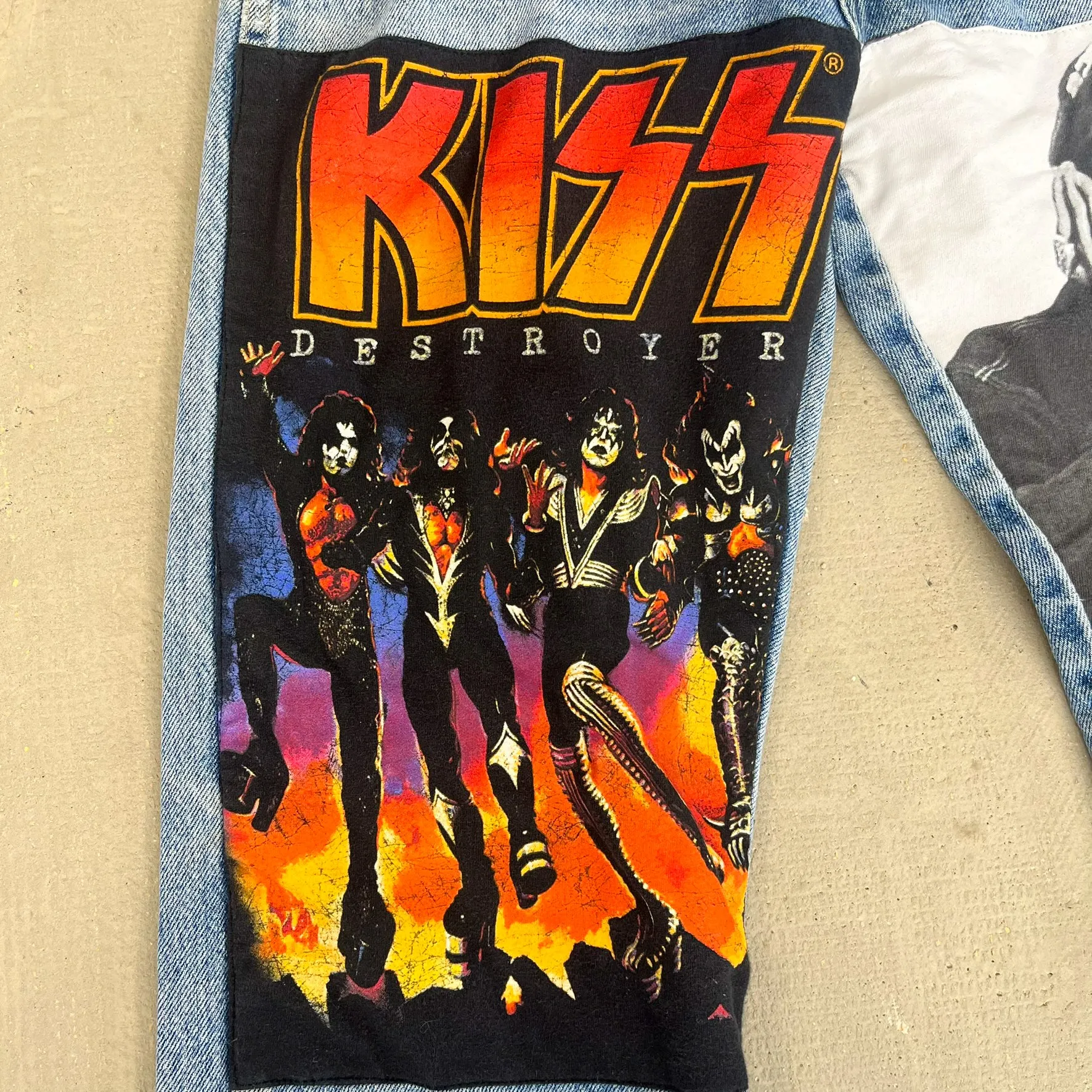 F- HOM Kiss/Tupac Wrangler Reworked Custom Jeans sold by HG Vintage product image thumbnail 2