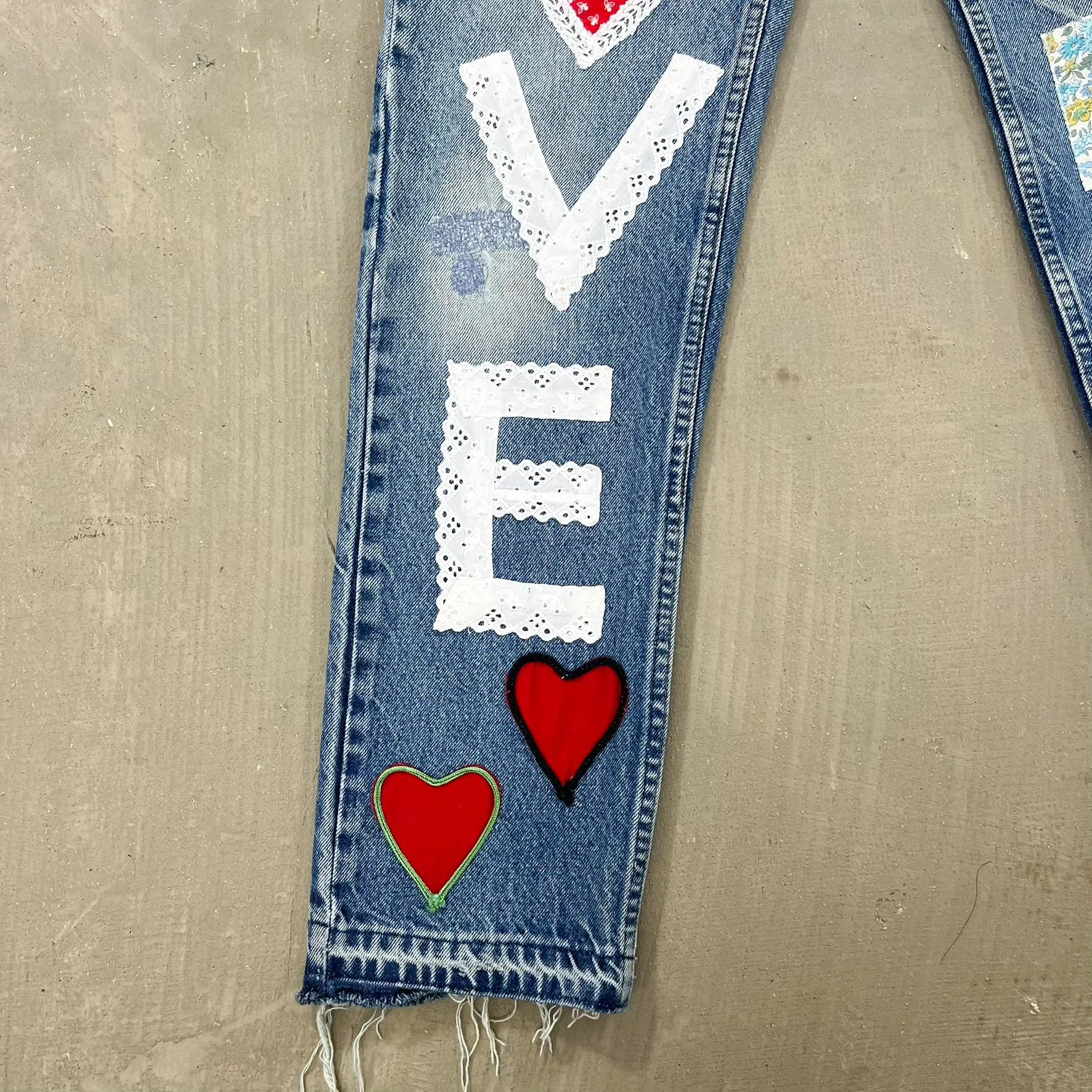F- HOM LOVE Orange Tab Levi's 550 Reworked Custom Jeans sold by HG Vintage product image thumbnail 2