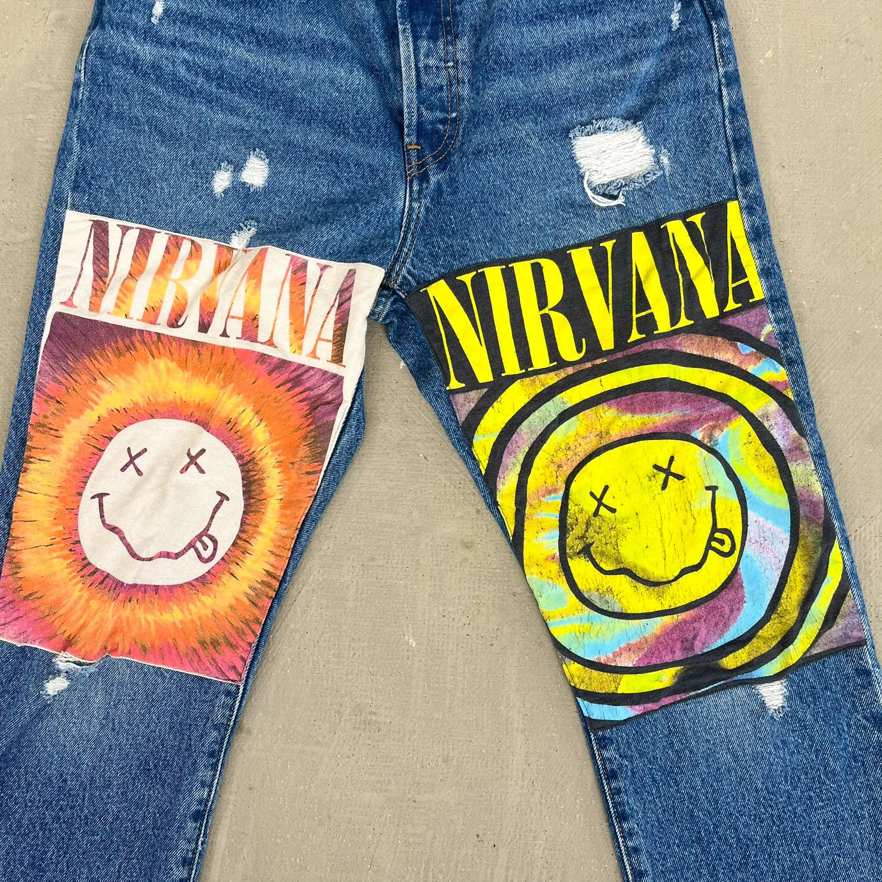 F- HOM Nirvana Levi's 501 Reworked Custom Jeans sold by HG Vintage product image thumbnail 2