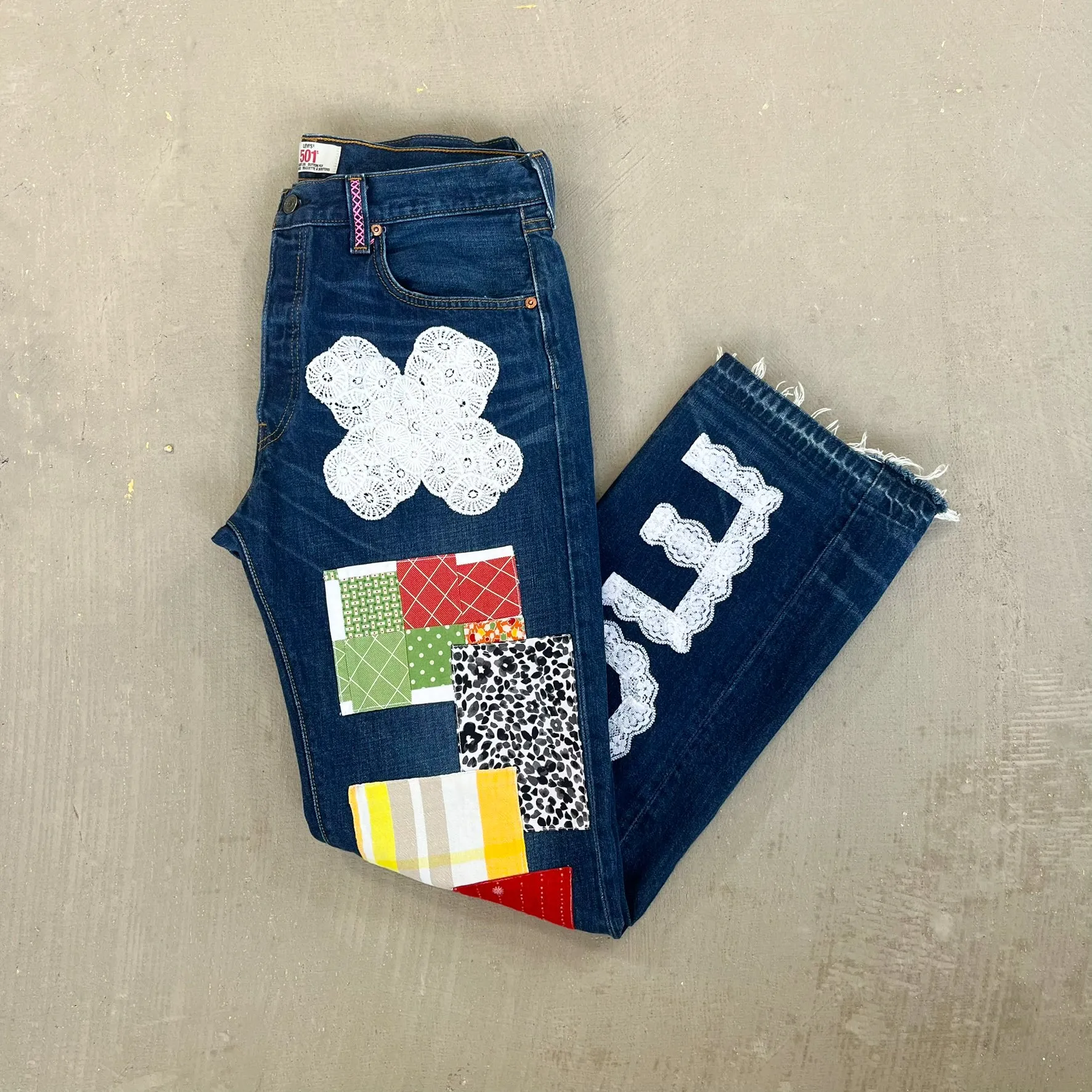 F- HOM PEACE Levi's 501 Reworked Custom Jeans sold by HG Vintage product image thumbnail 5