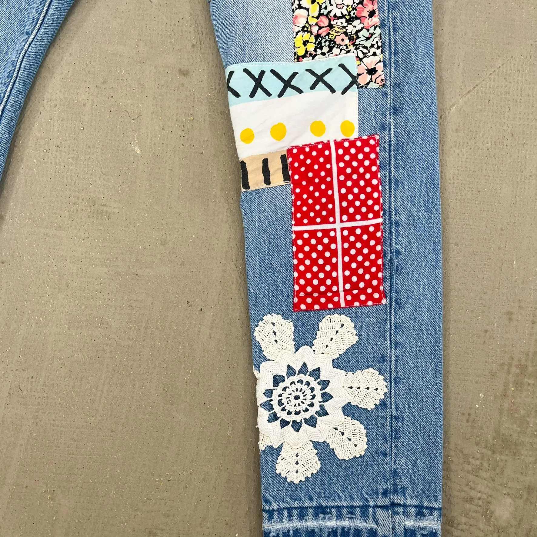 F- HOM PEACE Levi's 501 S Reworked Custom Jeans sold by HG Vintage product image thumbnail 3