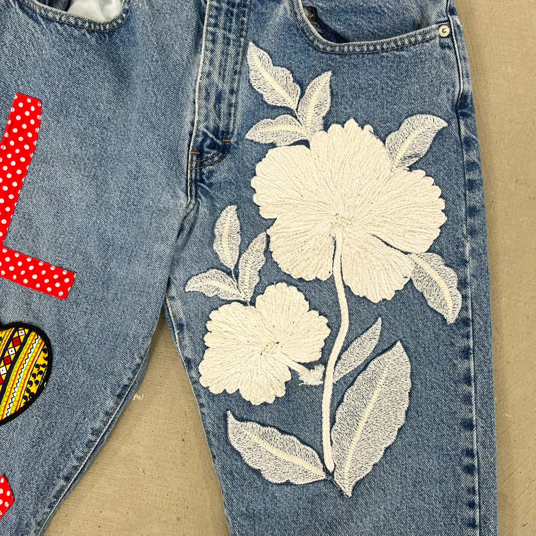 F- HOM Polka Dot LOVE Tommy Hilfiger Reworked Custom Jeans sold by HG Vintage product image thumbnail 4