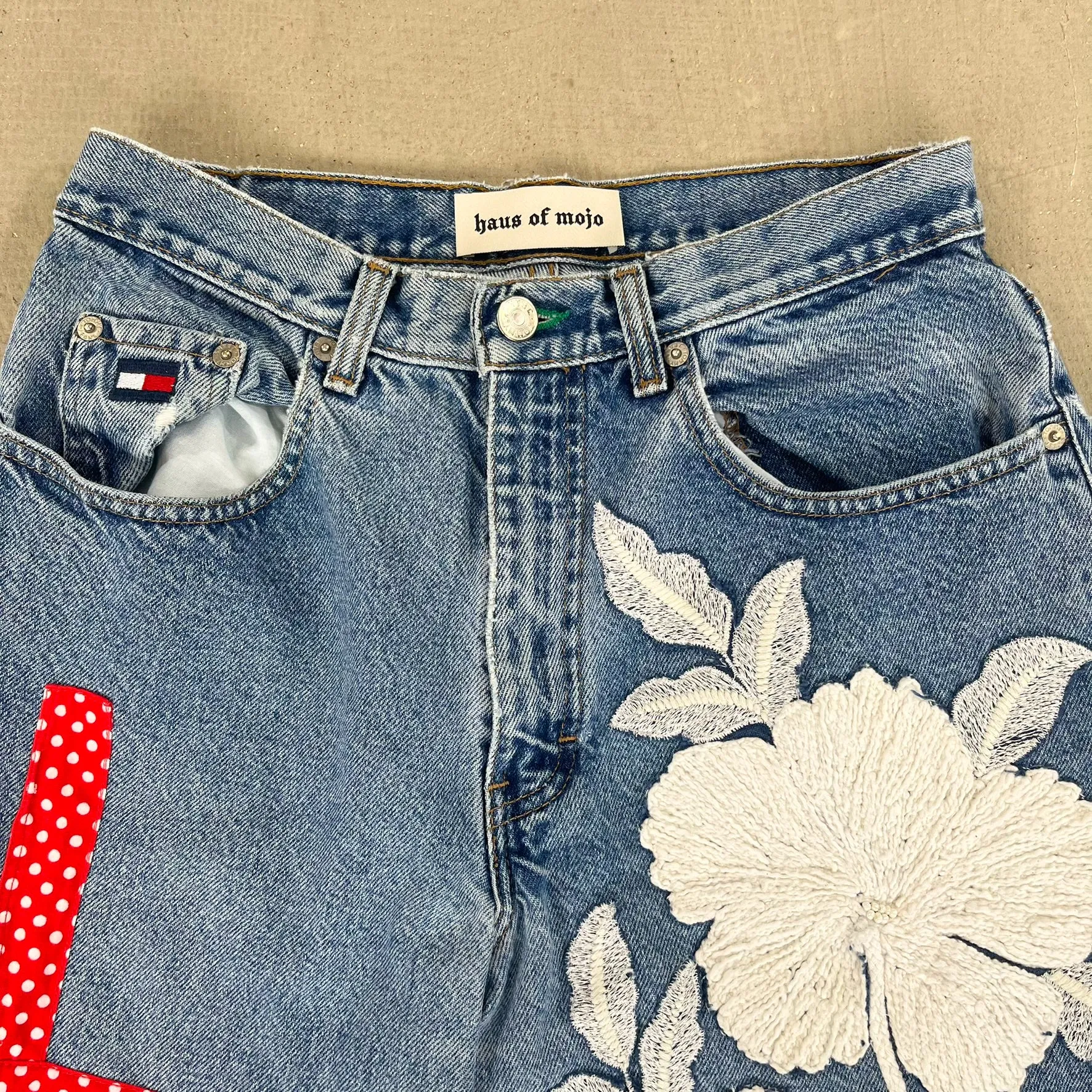F- HOM Polka Dot LOVE Tommy Hilfiger Reworked Custom Jeans sold by HG Vintage product image thumbnail 5