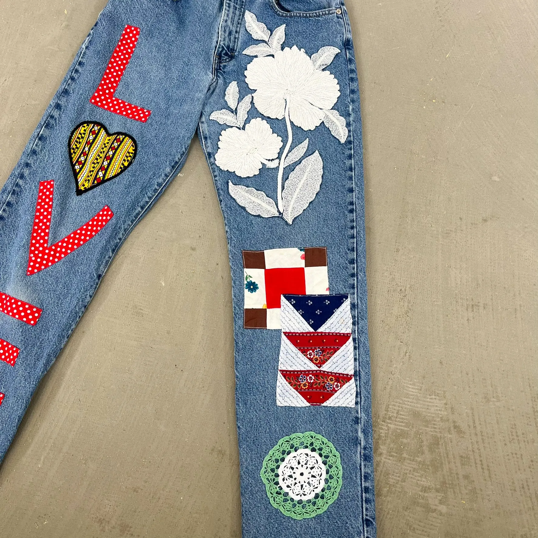 F- HOM Polka Dot LOVE Tommy Hilfiger Reworked Custom Jeans sold by HG Vintage product image thumbnail 3