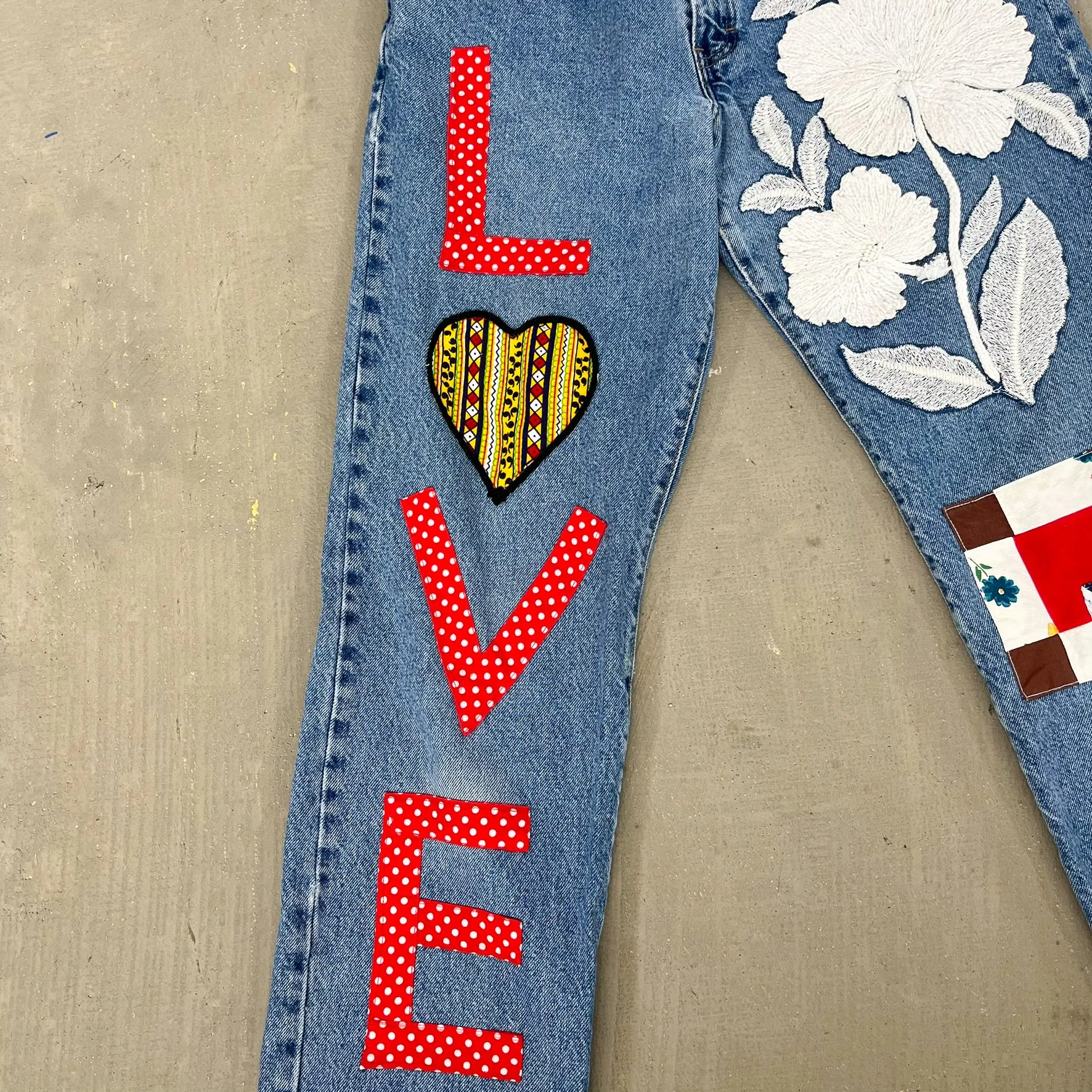 F- HOM Polka Dot LOVE Tommy Hilfiger Reworked Custom Jeans sold by HG Vintage product image thumbnail 2
