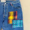 F- HOM Plaid Green/Red Back Pocket Levi's 501 Reworked Custom Jeans sold by HG Vintage
