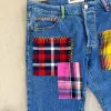 F- HOM Plaid Green/Red Back Pocket Levi's 501 Reworked Custom Jeans sold by HG Vintage