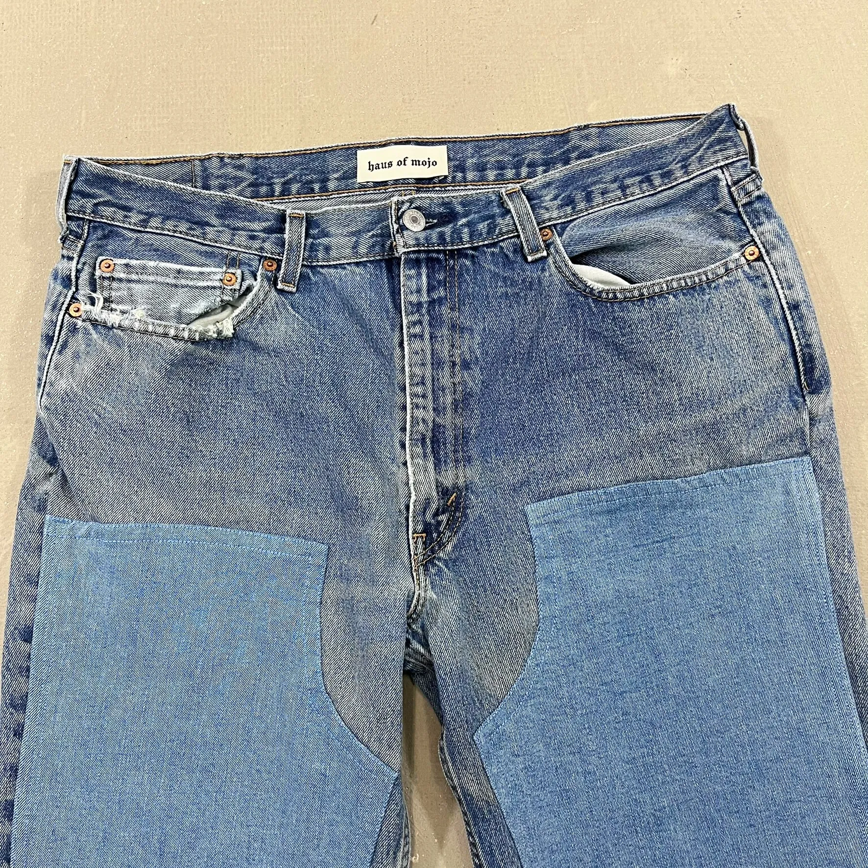 F- HOM Double Knees Levi's 550 Reworked Custom Jeans sold by HG Vintage product image thumbnail 2