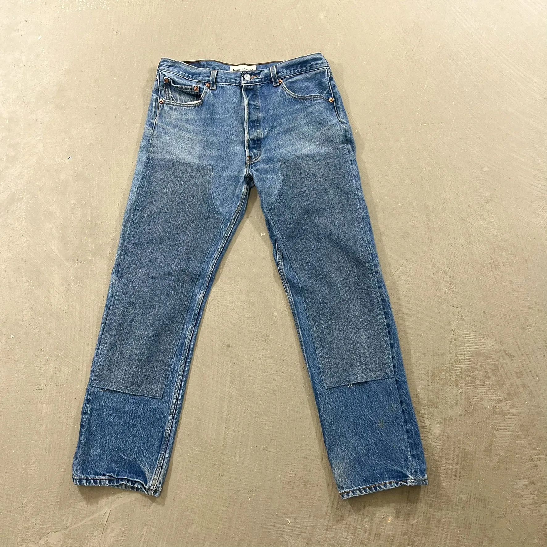 F- HOM Double Knees Levi's 501 XX Reworked Custom Jeans sold by HG Vintage