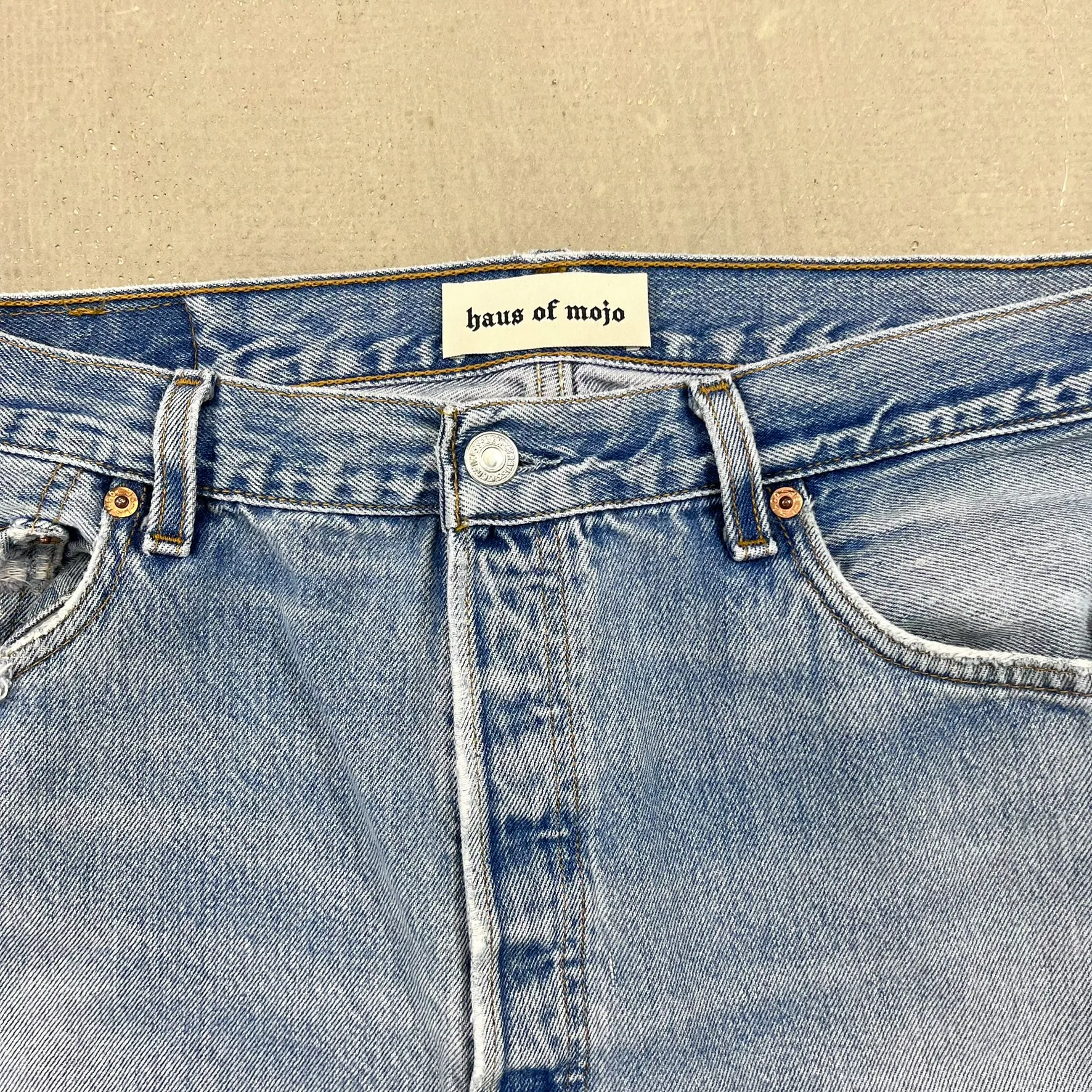 F- HOM Double Knees Levi's 501 Reworked Custom Jeans sold by HG Vintage product image thumbnail 2