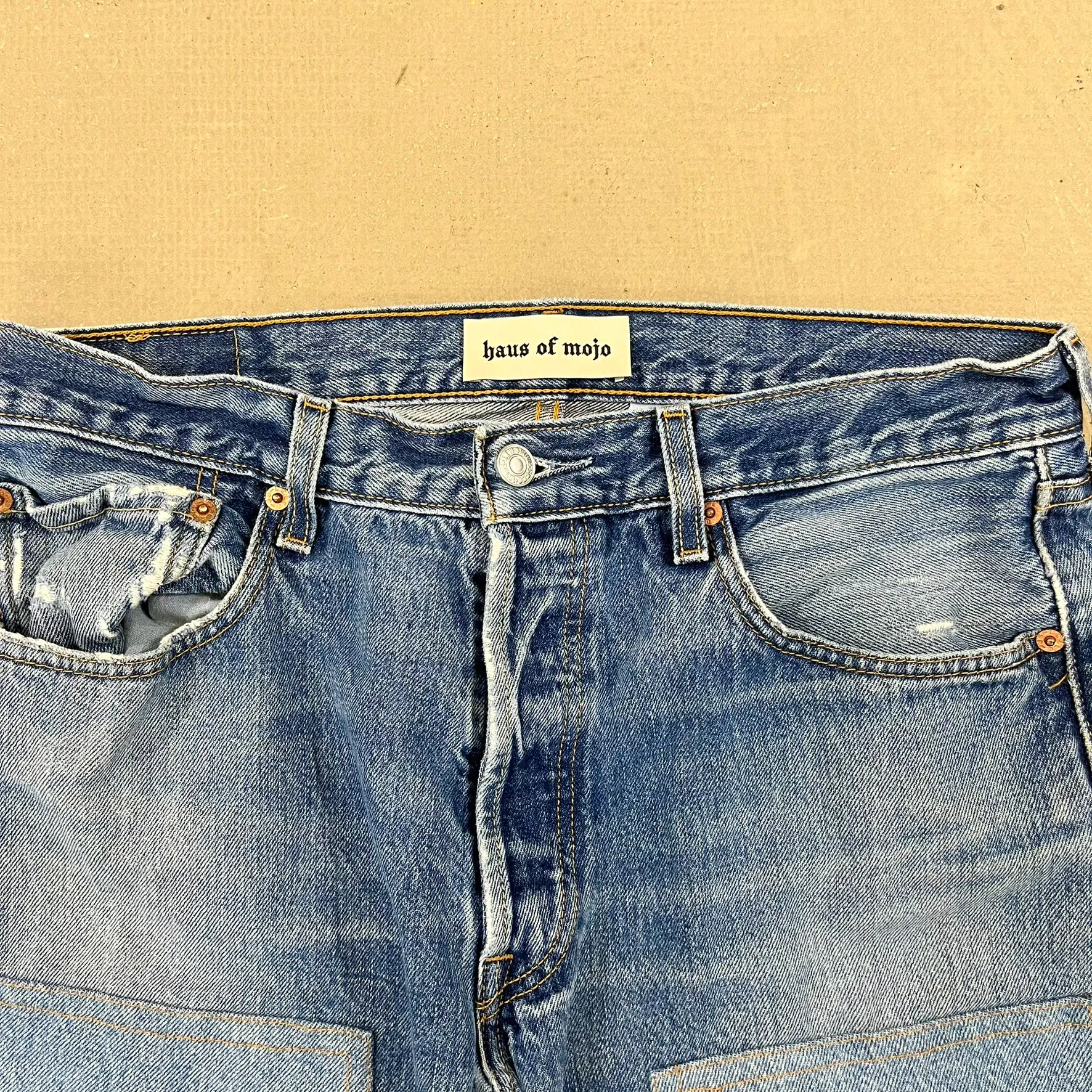 F- HOM Double Knees Levi's 501 Reworked Custom Jeans sold by HG Vintage product image thumbnail 2