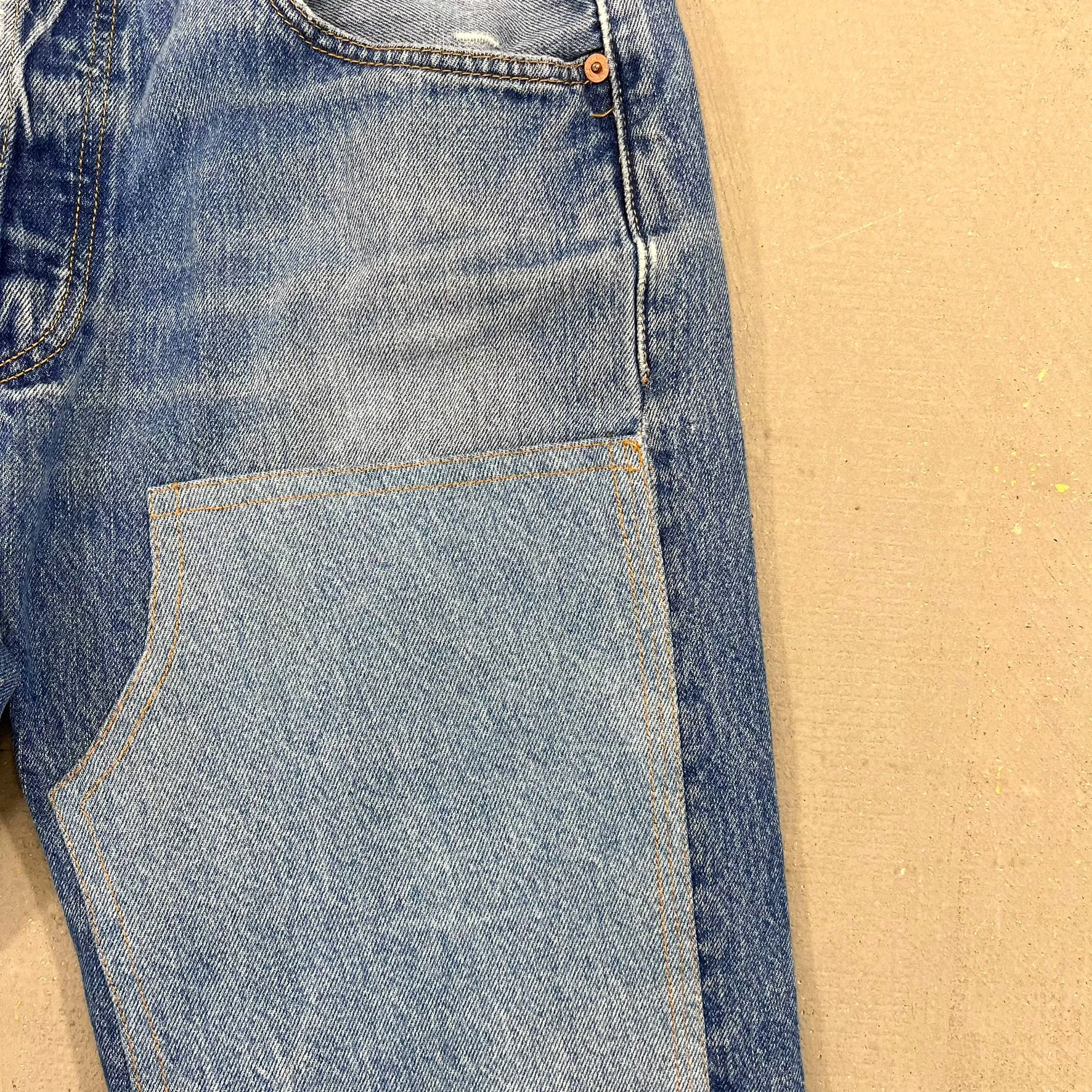 F- HOM Double Knees Levi's 501 Reworked Custom Jeans sold by HG Vintage product image thumbnail 5