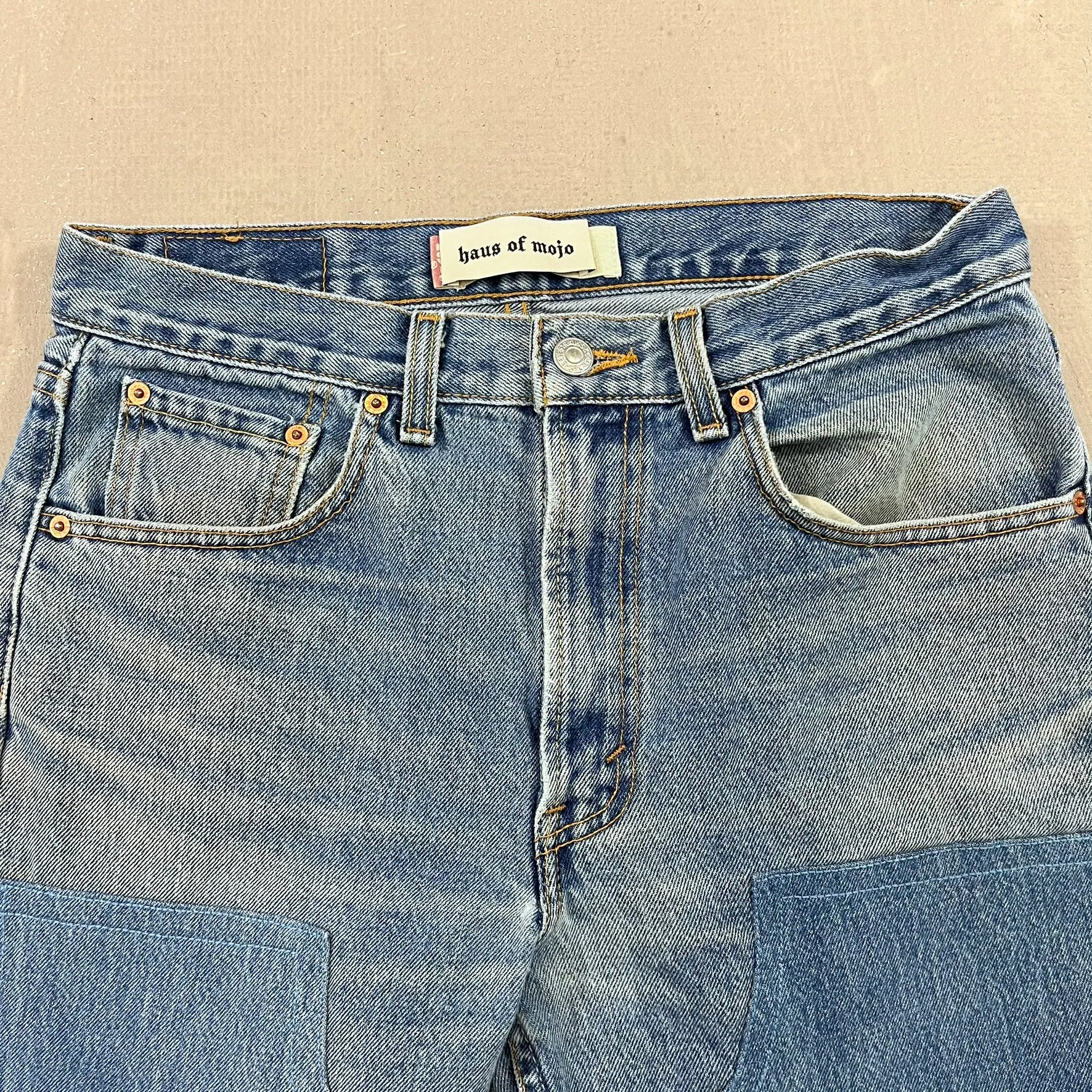 F- HOM Double Knees Levi's 501 Reworked Custom Jeans sold by HG Vintage product image thumbnail 2