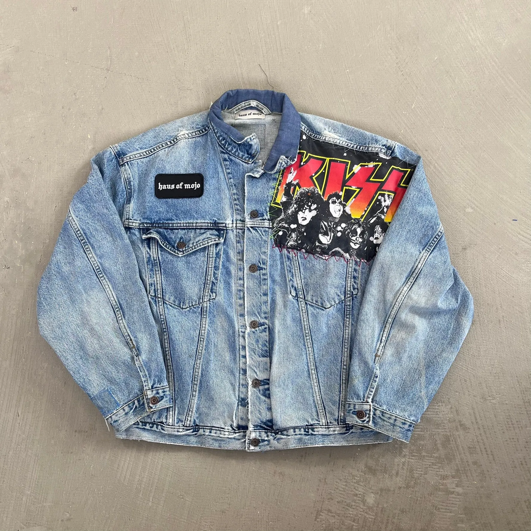 F- HOM Kiss Gene Simmons Reworked Custom Denim Jackets sold by HG Vintage